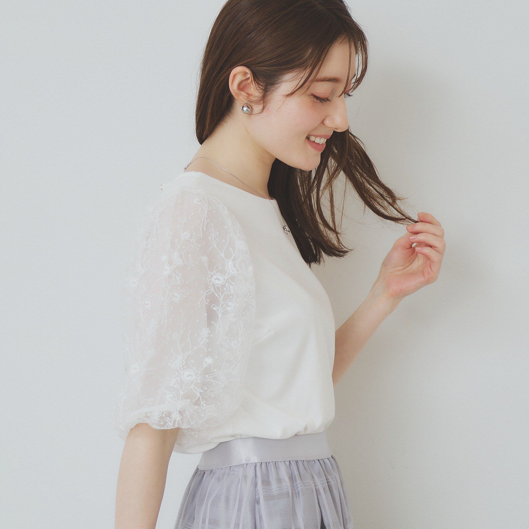 index「シアーバルーンスリーブトップス【洗濯機洗い可／接触冷感】」|Tシャツ・カットソー|
