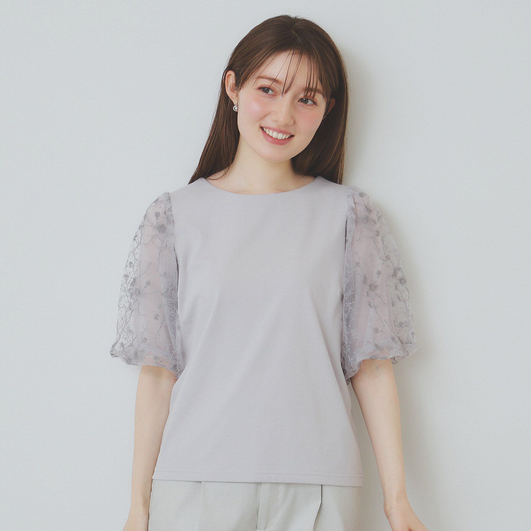 index「シアーバルーンスリーブトップス【洗濯機洗い可／接触冷感】」|Tシャツ・カットソー|