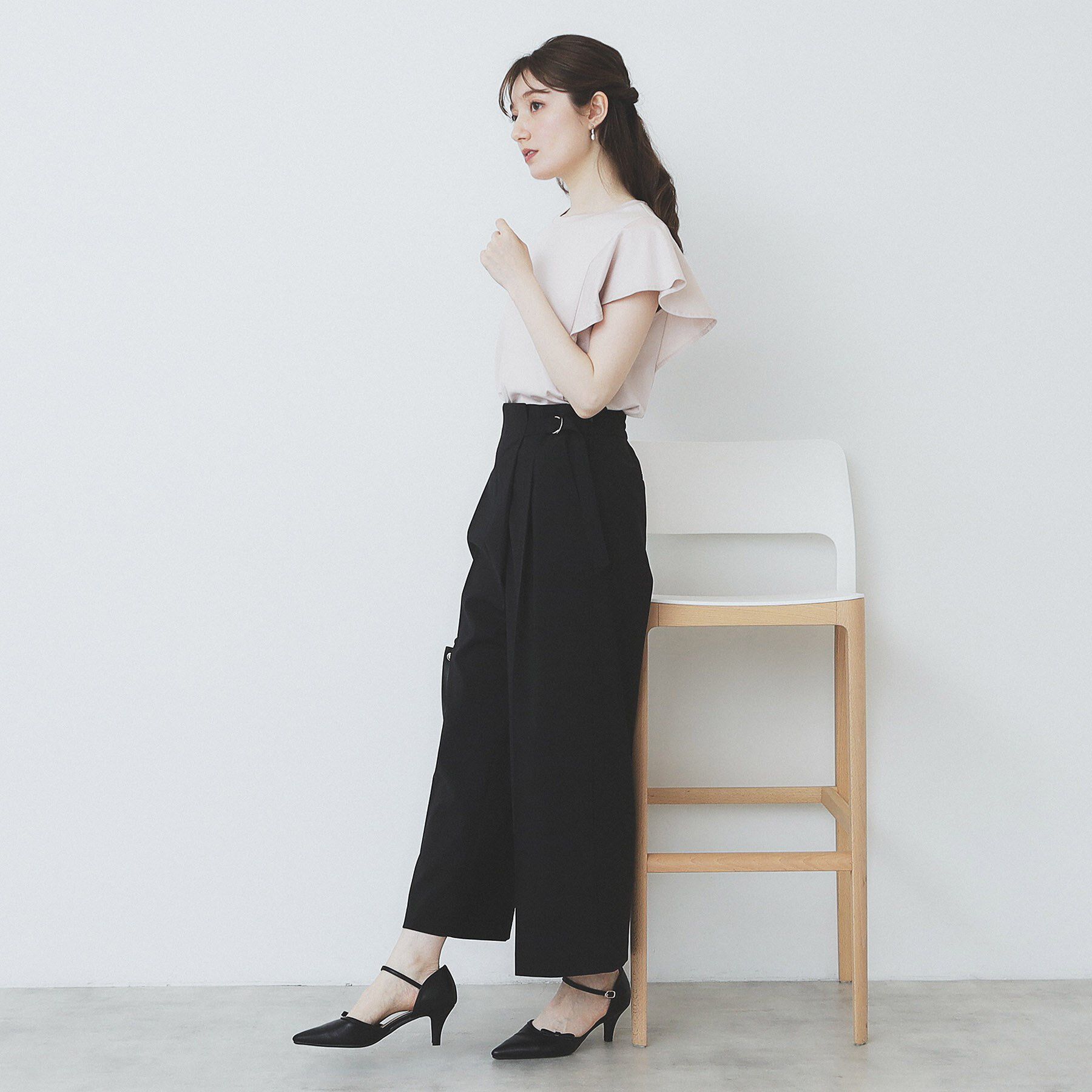 index「《美人百花掲載／XS-3Lサイズ》フレアスリーブバックシャントップス【接触冷感／UVケア／洗濯機洗い」|Tシャツ・カットソー|