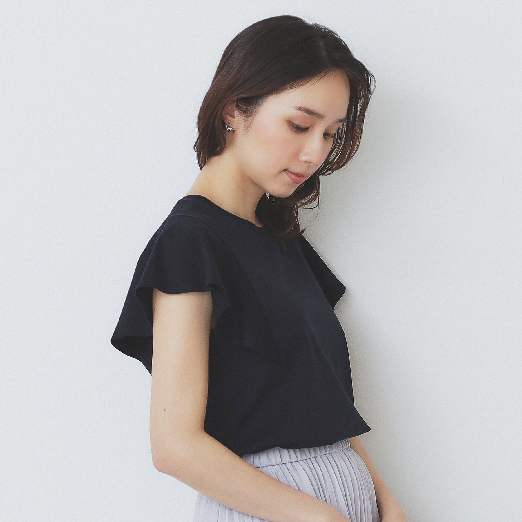 index「《美人百花掲載／XS-3Lサイズ》フレアスリーブバックシャントップス【接触冷感／UVケア／洗濯機洗い」|Tシャツ・カットソー|