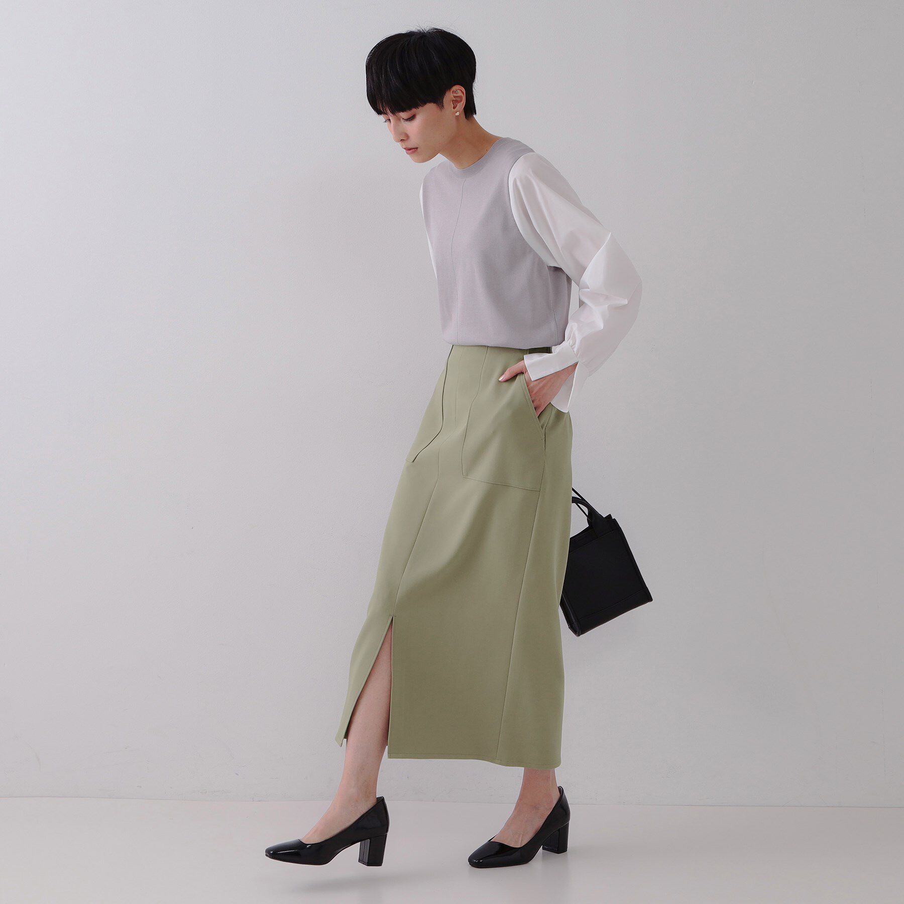 OPAQUE.CLIP「ストレッチダブルポケットタイトスカート【洗濯機洗い可／防シワ】」|スカート|