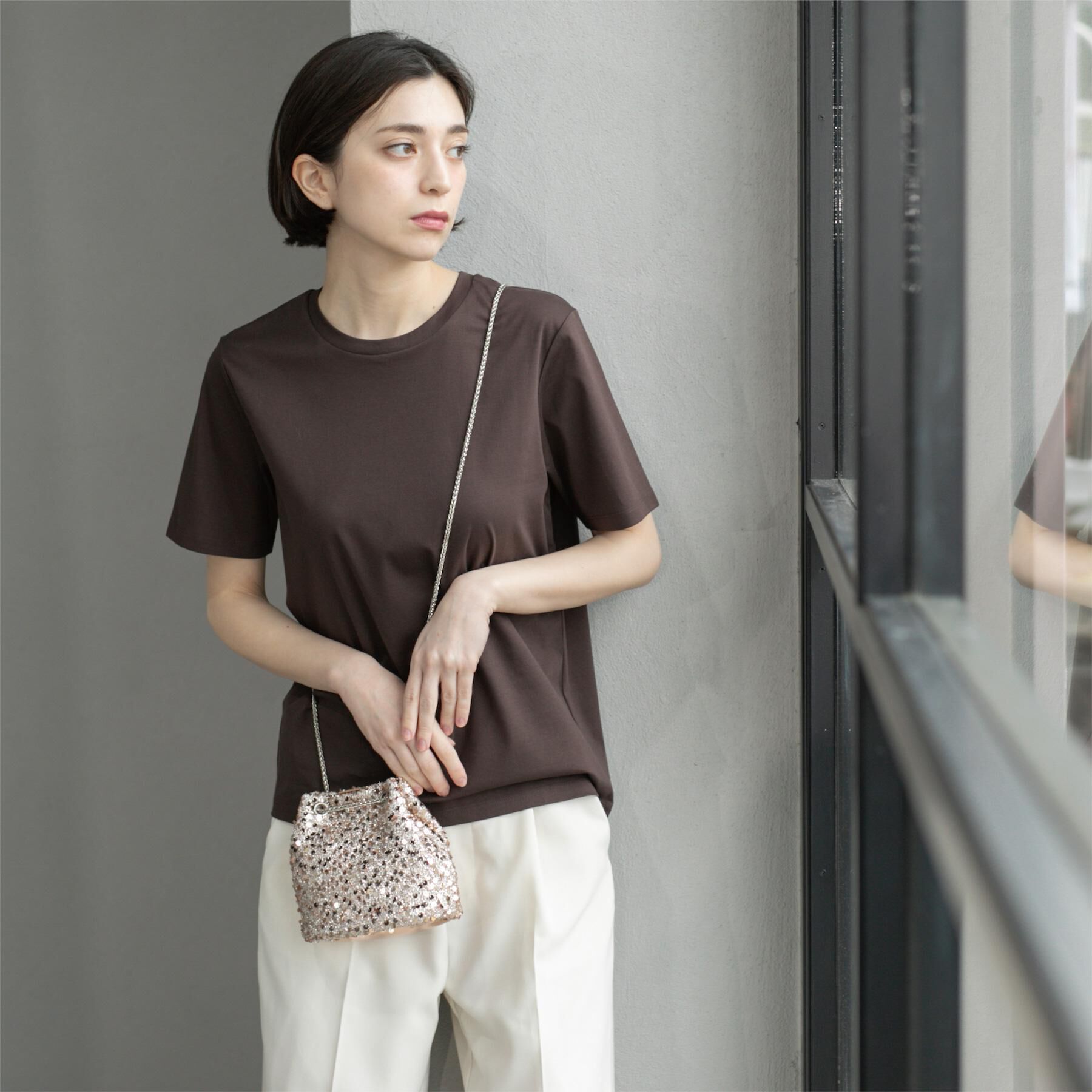 OPAQUE.CLIP「《5色展開／SS-LLサイズ》ベーシックTシャツ【UV／接触冷感／洗濯機洗い可】」|Tシャツ・カットソー|