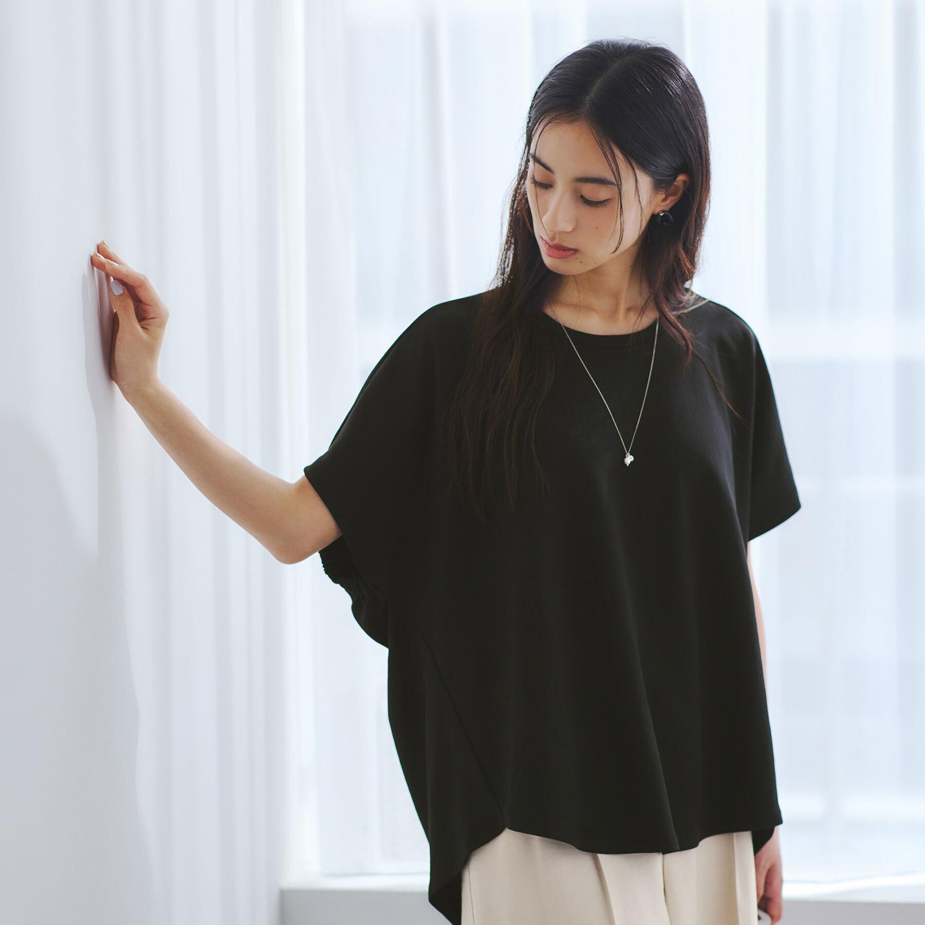 OPAQUE.CLIP「リラクシードルマンスリーブトップス【UV／吸水速乾／洗濯機洗い可】」|Tシャツ・カットソー|