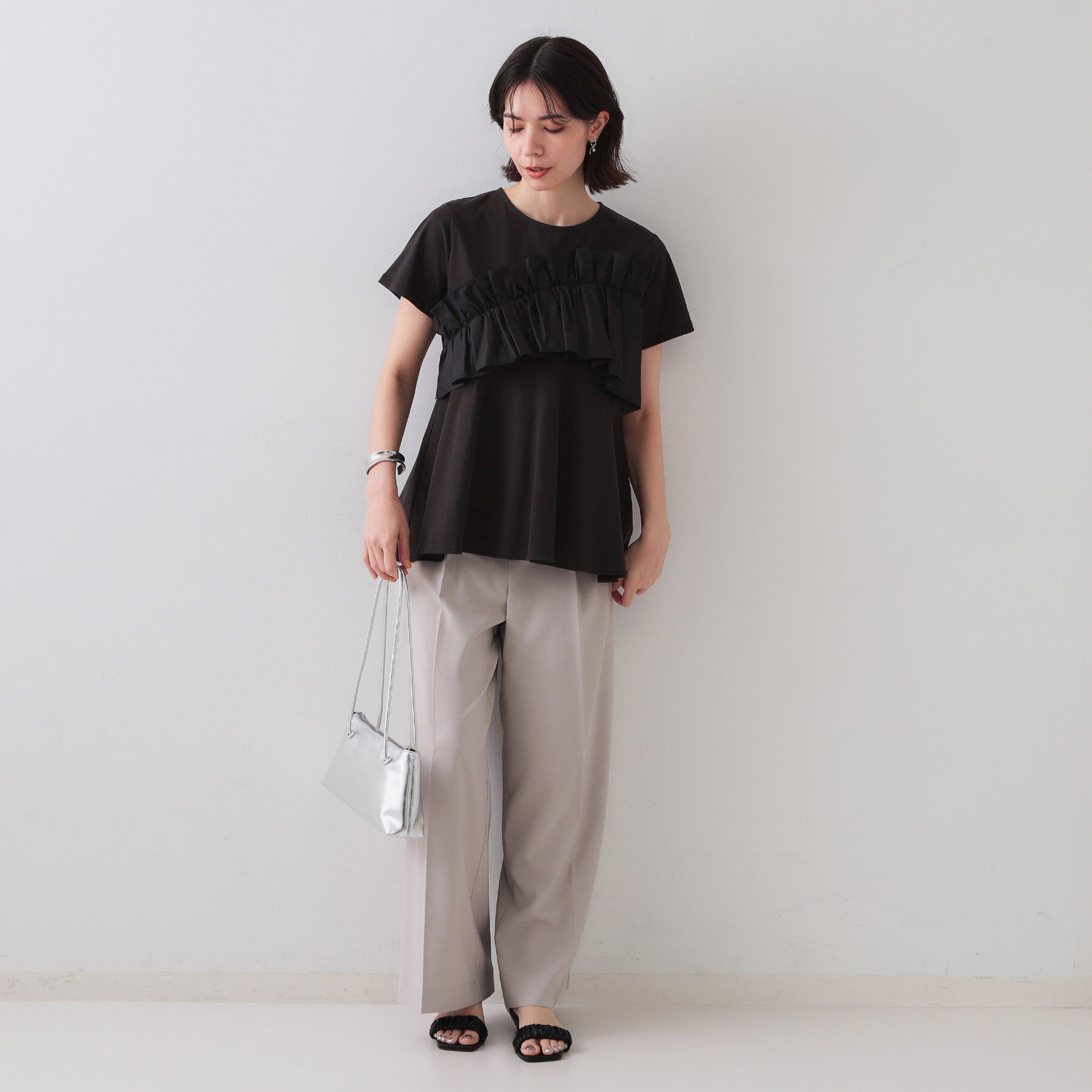 OPAQUE.CLIP「フリルドッキングペプラムトップス【接触冷感／洗濯機洗い可】」|Tシャツ・カットソー|