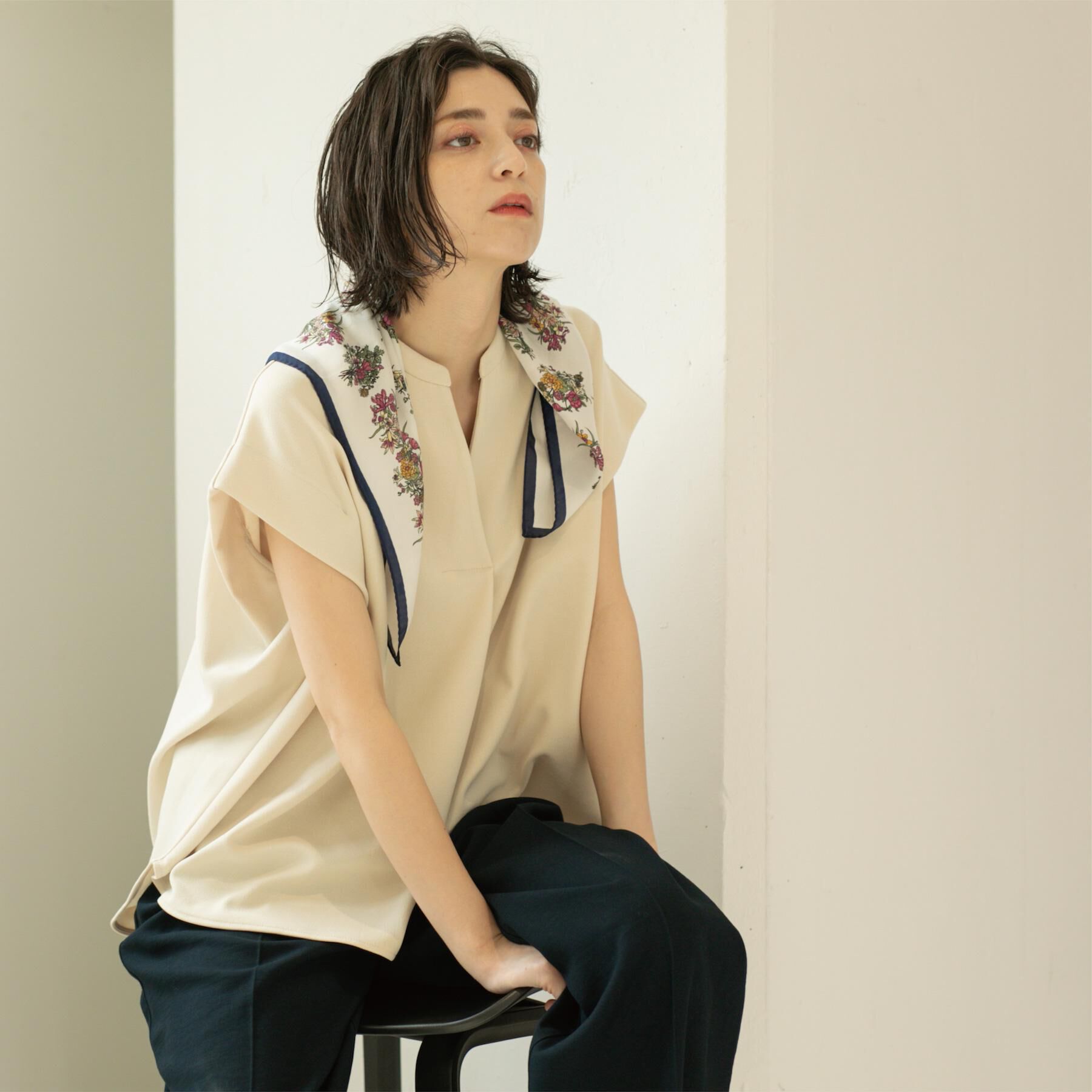 OPAQUE.CLIP「スキッパーフレンチスリーブトップス【UV／吸水速乾／洗濯機洗い可】」|Tシャツ・カットソー|