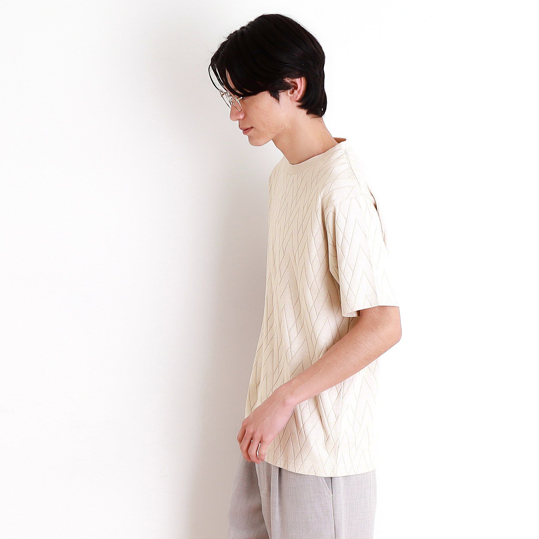 THE SHOP TK「ジオメトリック リンクス柄 半袖Ｔシャツ 洗濯機OK」|Tシャツ・カットソー|