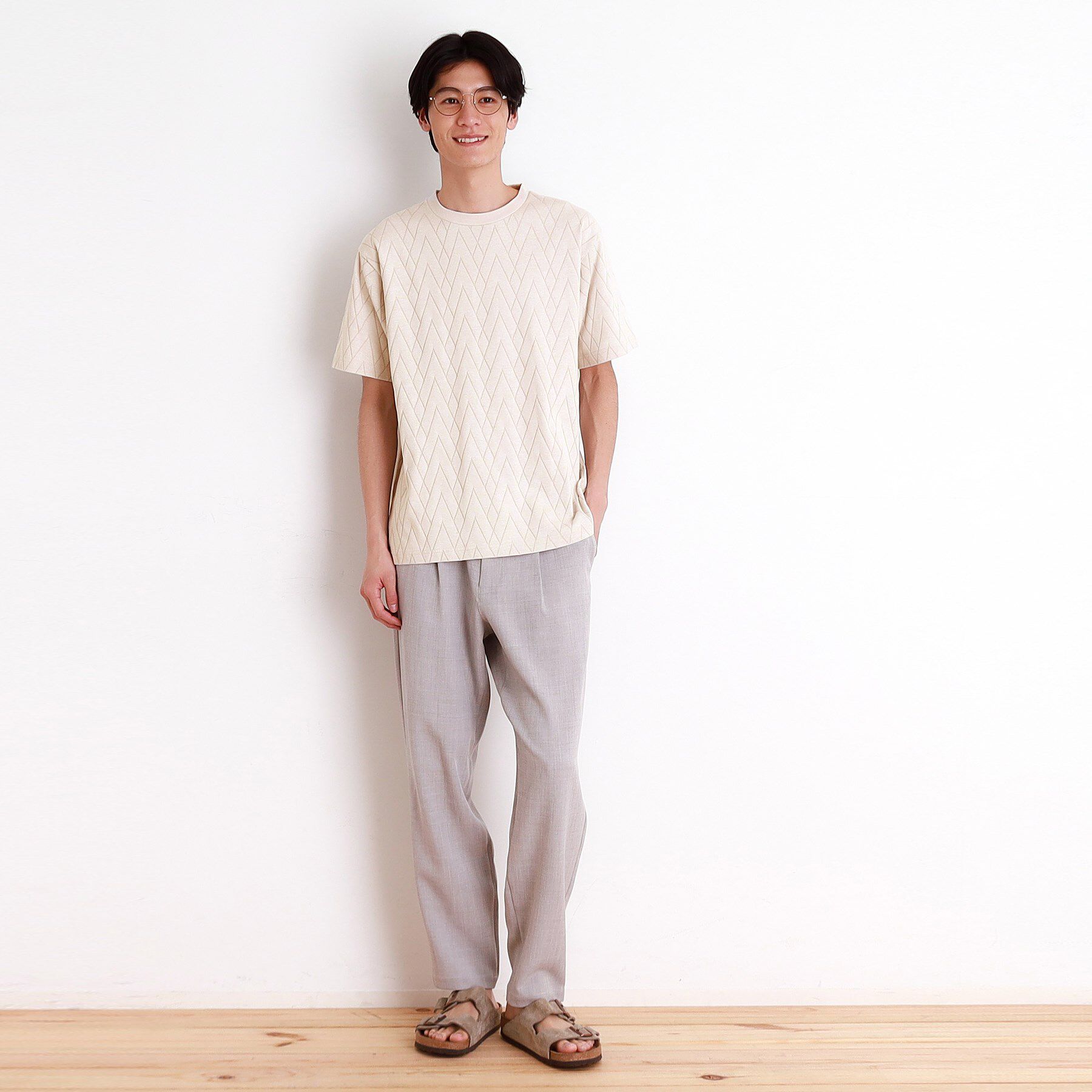 THE SHOP TK「ジオメトリック リンクス柄 半袖Ｔシャツ 洗濯機OK」|Tシャツ・カットソー|
