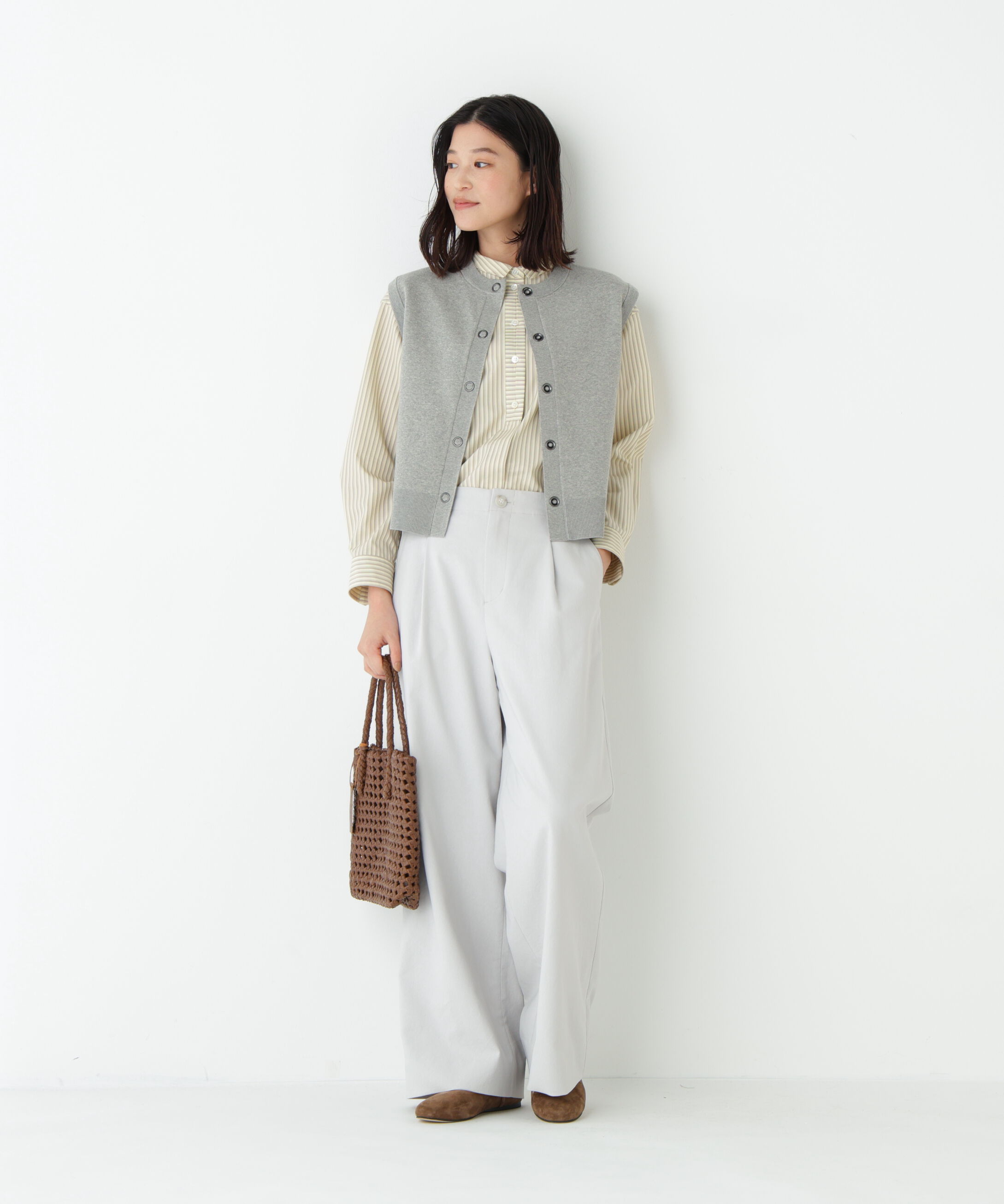  「◆《ウォッシャブル》ストライプ形態安定ボックスブラウス」|シャツ・ブラウス|