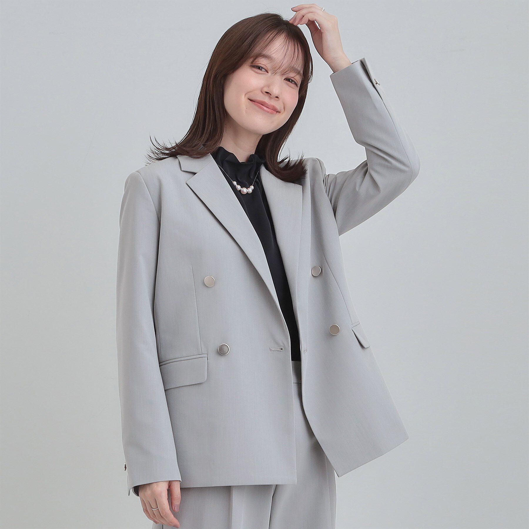 SHOO･LA･RUE「【セットアップ可/S-LL/洗濯機可】マニッシュに決まる ダブルブレストジャケット」|テーラードジャケット|