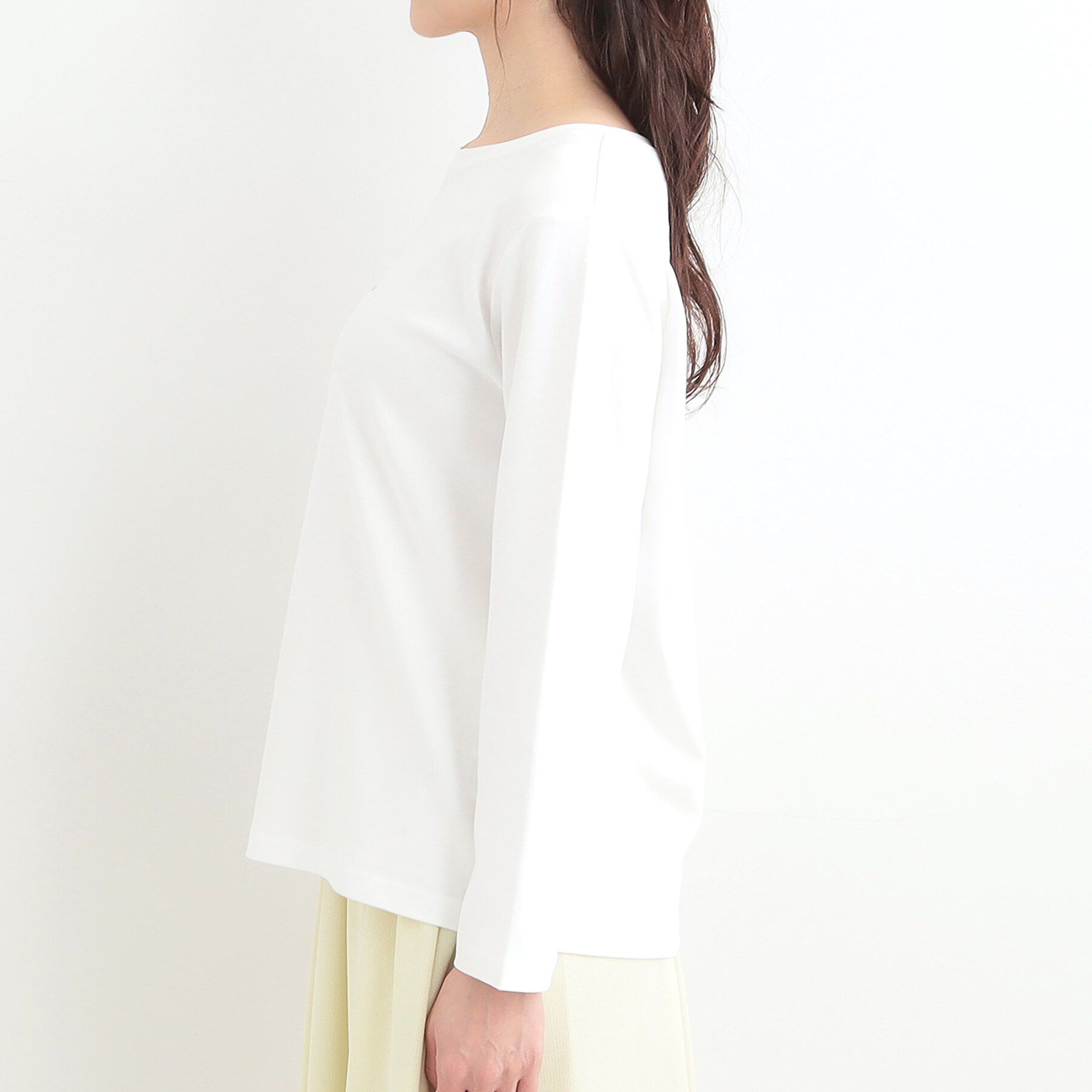 SHOO･LA･RUE「【ひんやり/UV/抗菌防臭】小さめロゴの大人スムースロンT」|Tシャツ・カットソー|