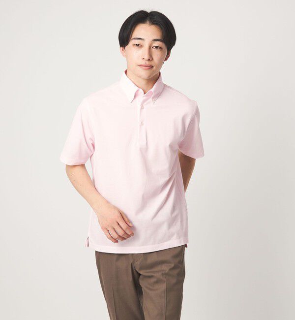 UNITED ARROWS green label relaxing「DUADRY clean バーズアイ ボタンダウン ビズポロ ポロシャツ -吸水速乾・抗菌-」|ポロシャツ|LT.PINK