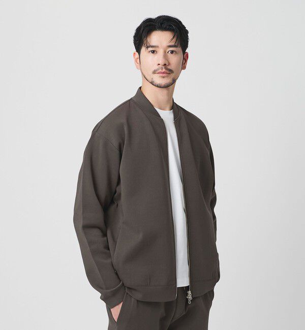 BEAUTY&YOUTH UNITED ARROWS「【WEB限定 WARDROBE SMART】ダブルニット ジップブルゾン/セットアップ対応【抗菌・防臭】」|ブルゾン・スタジャン|DK.GRAY