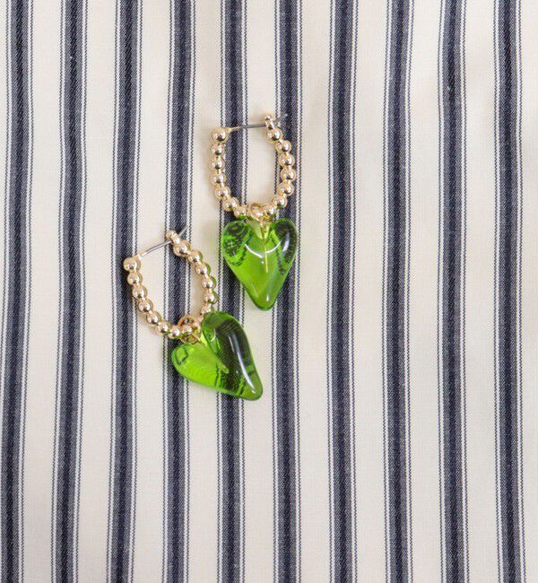 fredy emue「ボールフープ&times;クリアハートピアス」|ピアス|グリーン
