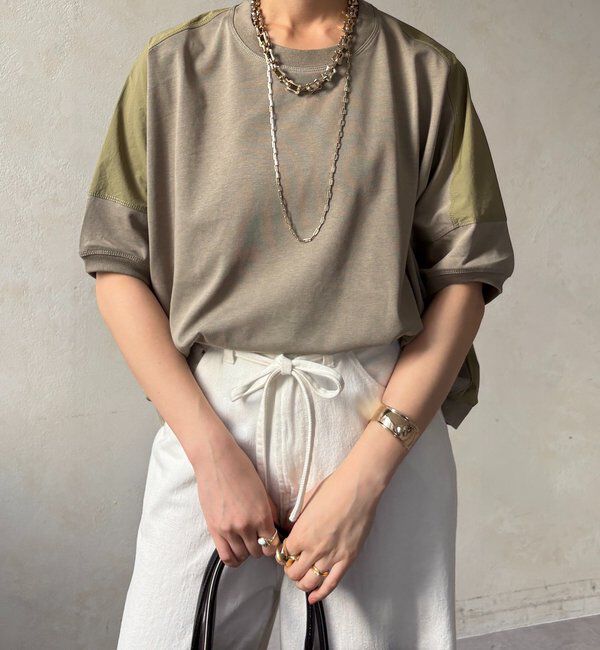  「【WEB限定】布帛ドッキングTEE」|Tシャツ・カットソー|