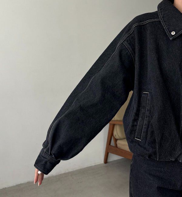  「【サイズ展開あり/セットアップ対応】ラウンドデニムブルゾン」|ブルゾン・スタジャン|