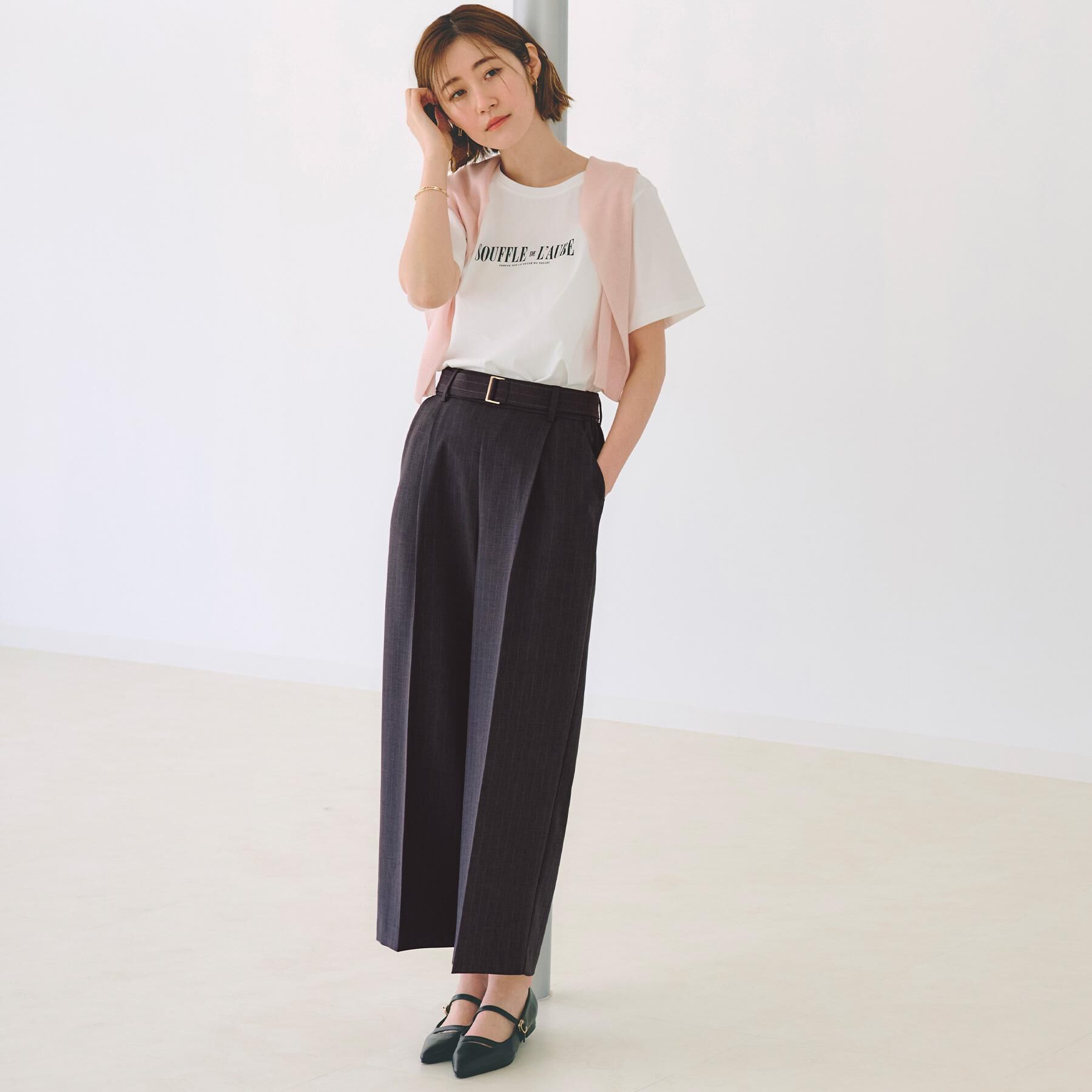 grove「【夏に嬉しい機能付き】リネンライクベルトワイドパンツ」|その他|