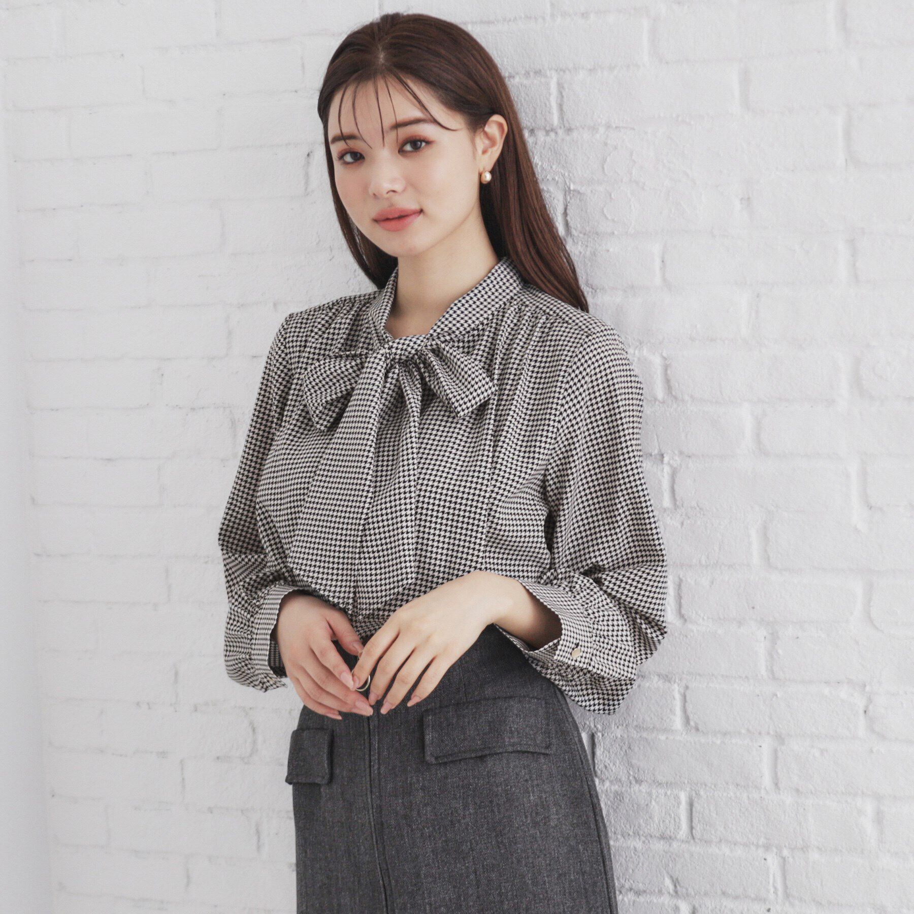 index「《5color／XS-LLsize》レイヤードボウタイブラウス【洗濯機洗い可／イージーアイロン】」|シャツ・ブラウス|ブラック(119)