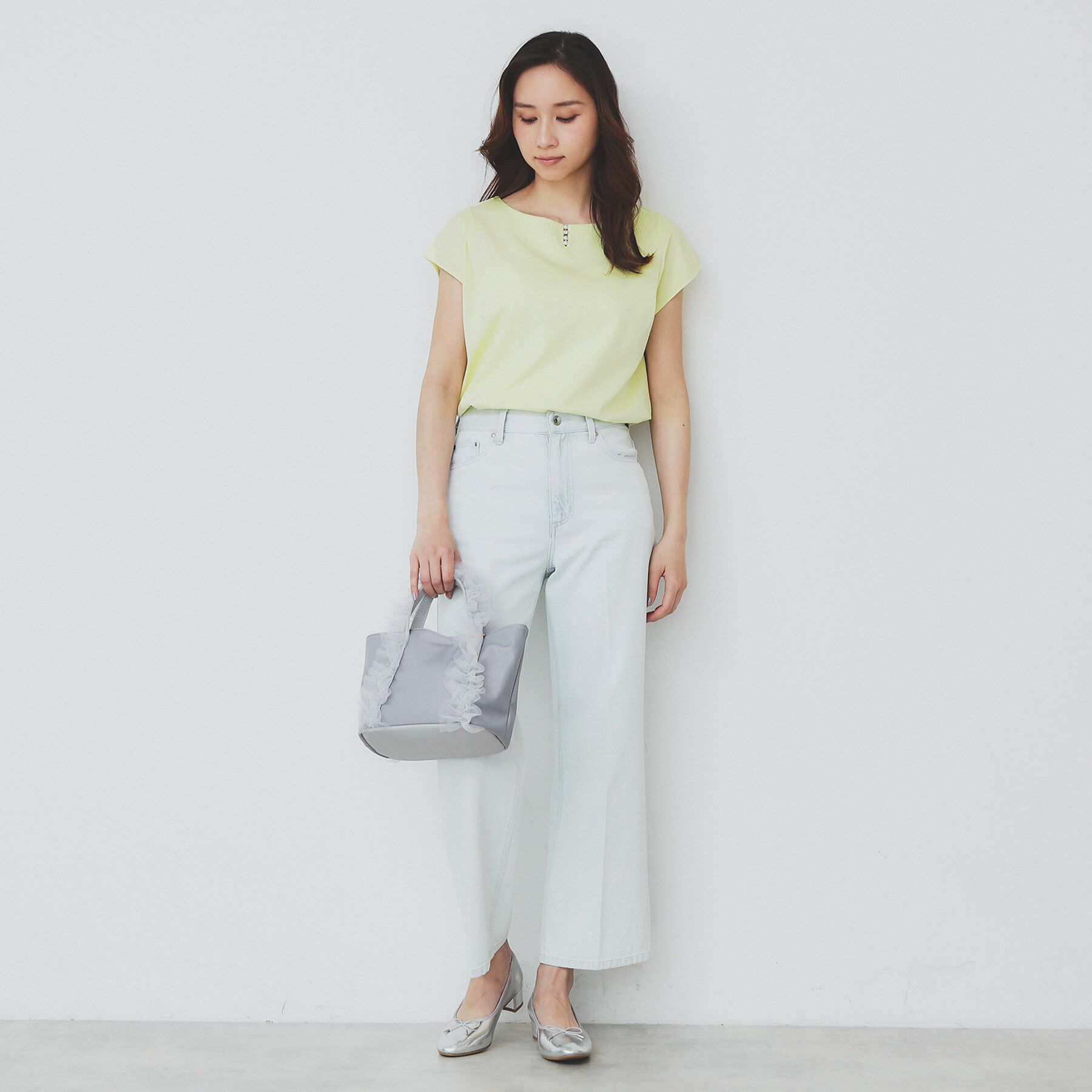 index「《6色展開／XS-3サイズ》キーネックビジュートップス【UV／接触冷感／洗濯機洗い可】」|Tシャツ・カットソー|