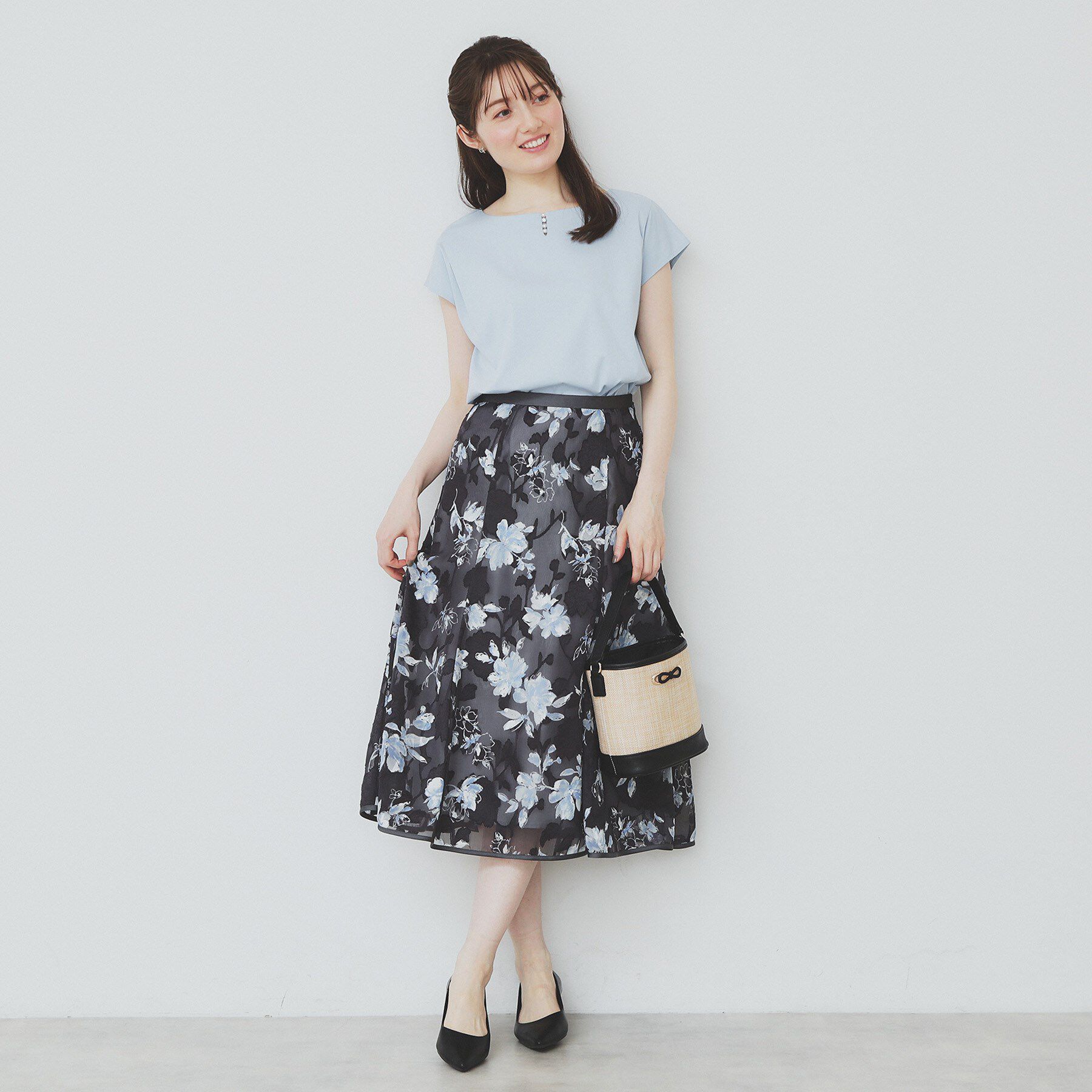 index「《6色展開／XS-3サイズ》キーネックビジュートップス【UV／接触冷感／洗濯機洗い可】」|Tシャツ・カットソー|