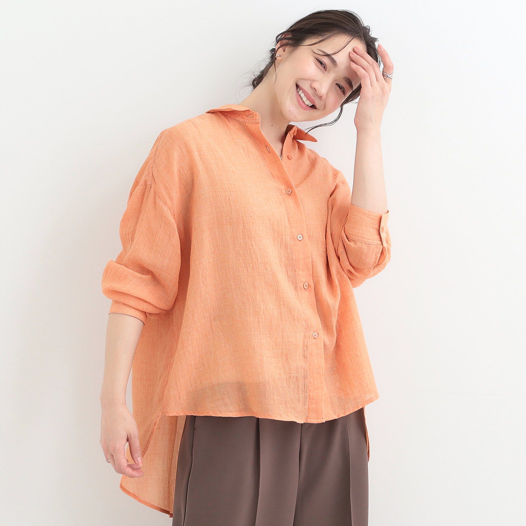 SHOO･LA･RUE「【体型カバー】こなれ感たっぷり やわらかゆるっとシアーシャツ」|シャツ・ブラウス|