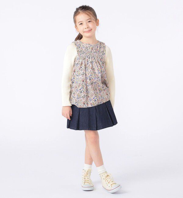 SHIPS KIDS「SHIPS KIDS:100～130cm /デニム プリーツ キュロット」|キュロット|
