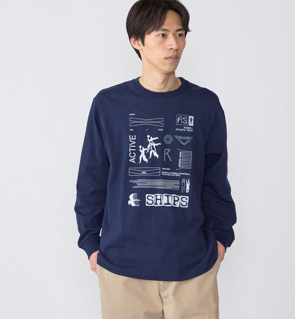 SHIPS「【WEB限定/SHIPS/RUSSELL ATHLETIC別注】CONVENIENCEYOUNG: LS TEE」|Tシャツ・カットソー|ネイビー
