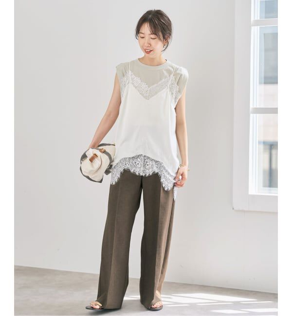 Spick and Span「《WEB限定 / 追加3》レースサテンチュニックキャミソール」|キャミソール|