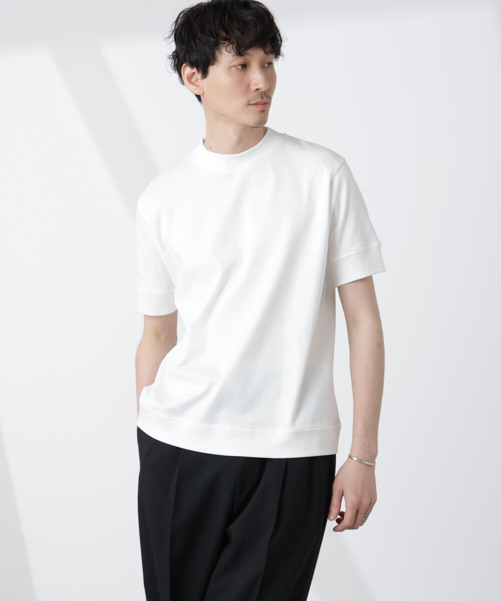 nano･universe「[FORMAL JERSEY]モックネックカットソー半袖」|Tシャツ・カットソー|ホワイト