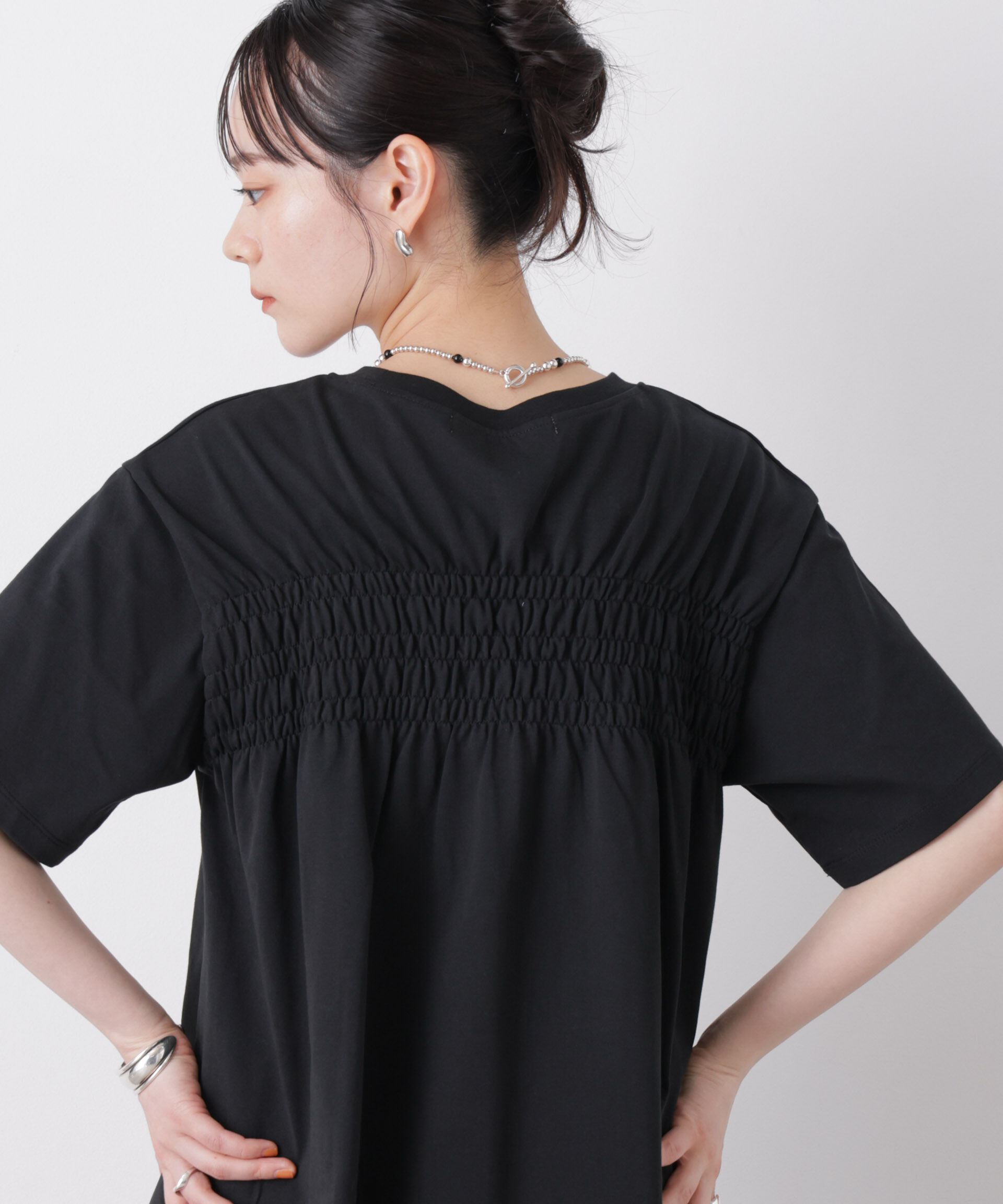 nano･universe「近赤外線&UVカット・吸水速乾機能 バックギャザートップス」|Tシャツ・カットソー|