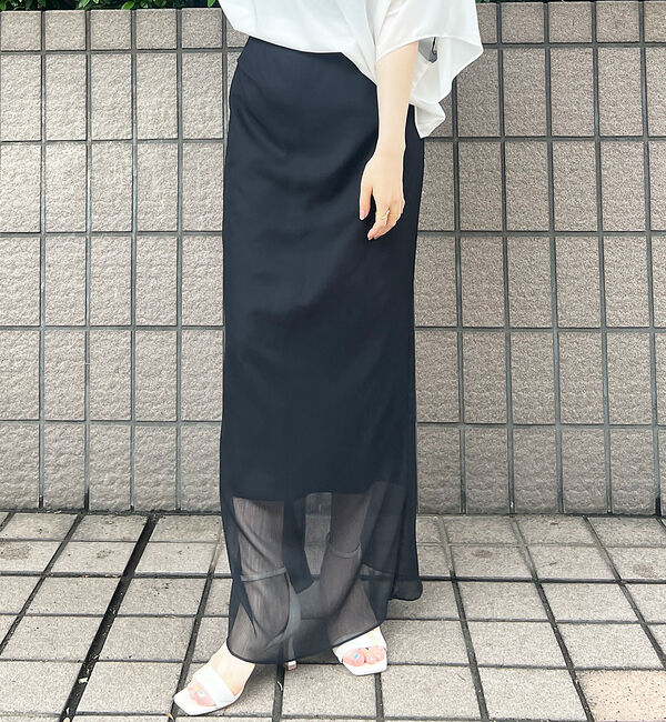 Rouge vif「楊柳シアーロングスカート」|スカート|ブラック