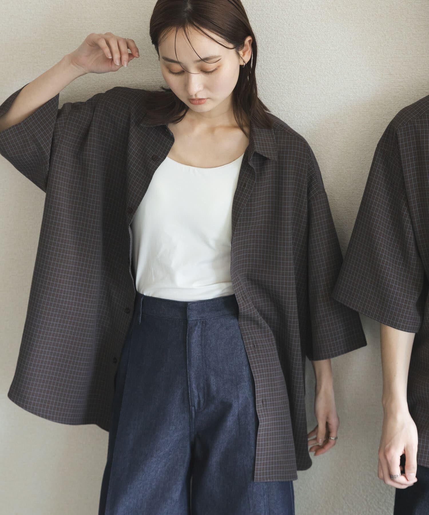 SENSE OF PLACE by URBAN RESEARCH「マイクロチェックエクストラルーズショートスリーブシャツ」|シャツ・ブラウス|