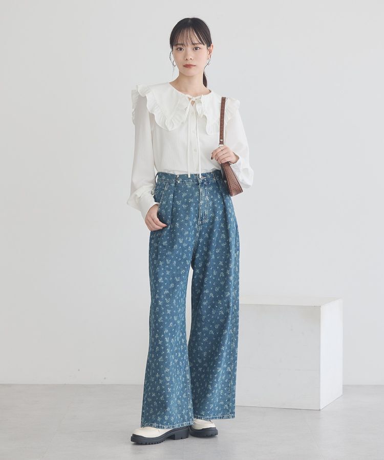 earth music&ecology「タックホックデニムパンツ」|デニム|