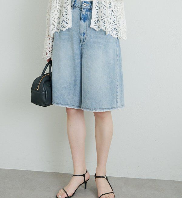  「リヨセル混デニムハーフパンツ」|その他|ブルー