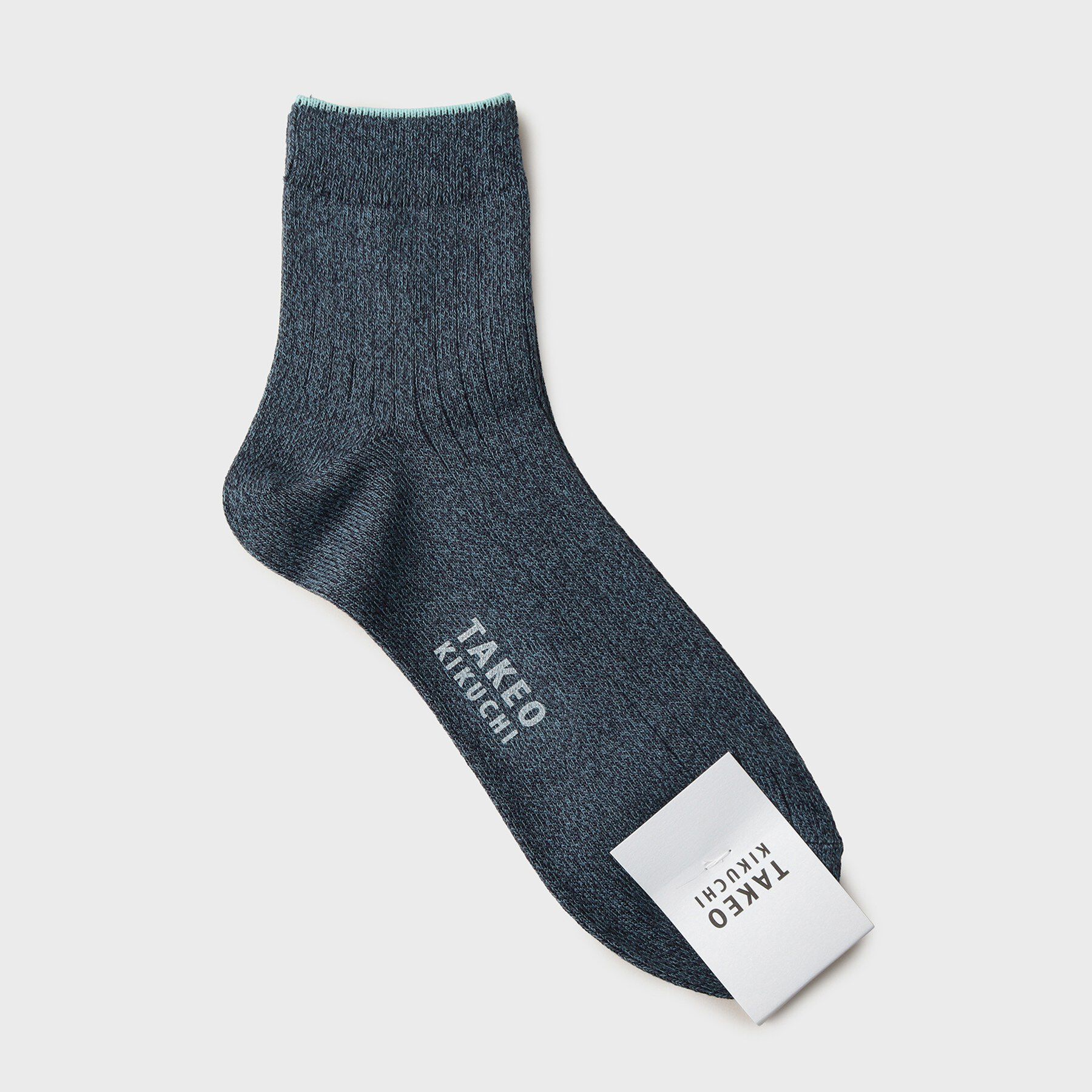 TAKEO KIKUCHI「ワンストローク刺繍ショートリブソックス」|ソックス|ネイビー(094)