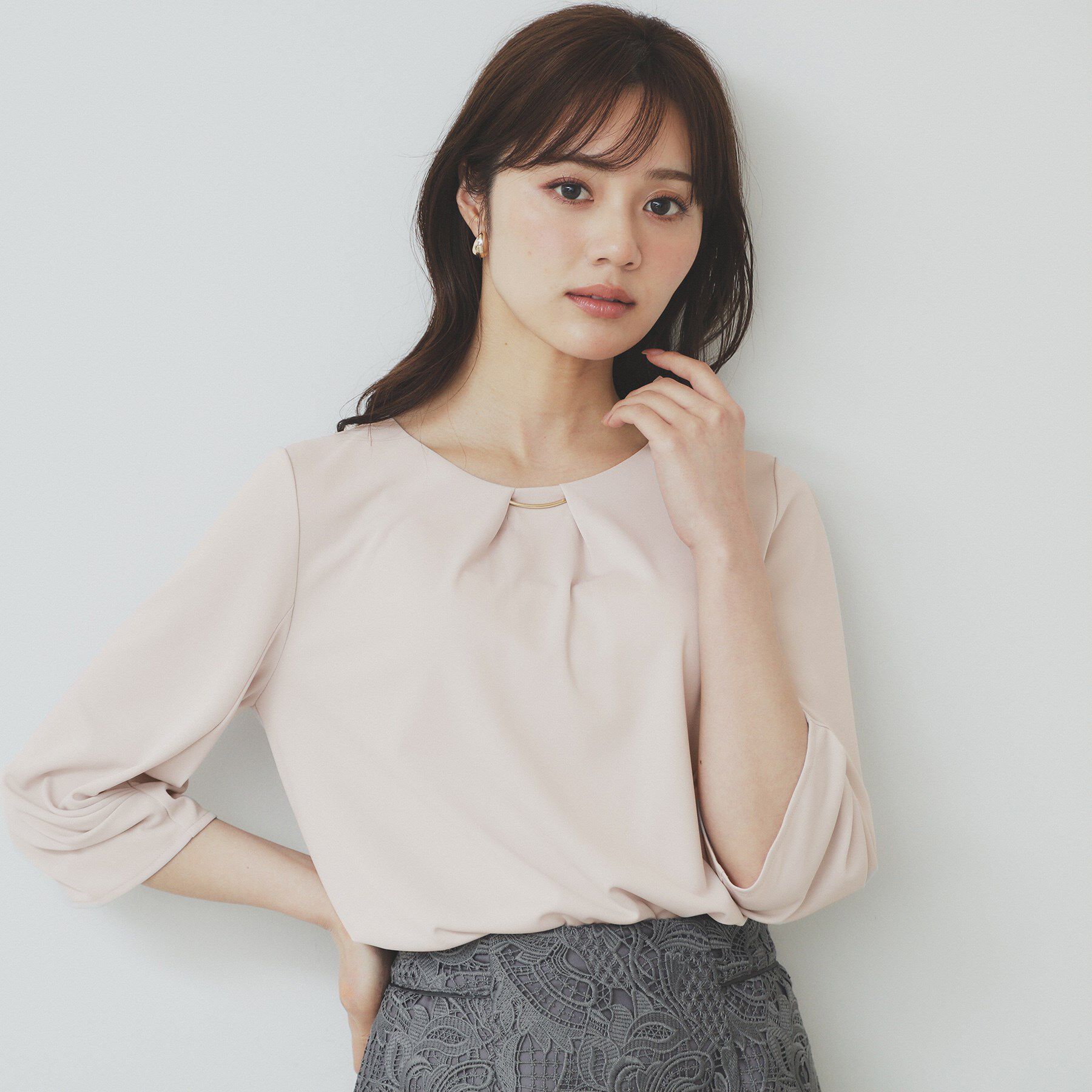 index「《5color》タックスリーブプルオーバー【UV／吸水速乾／接触冷感／洗濯機洗い可】」|Tシャツ・カットソー|グレージュ(850)