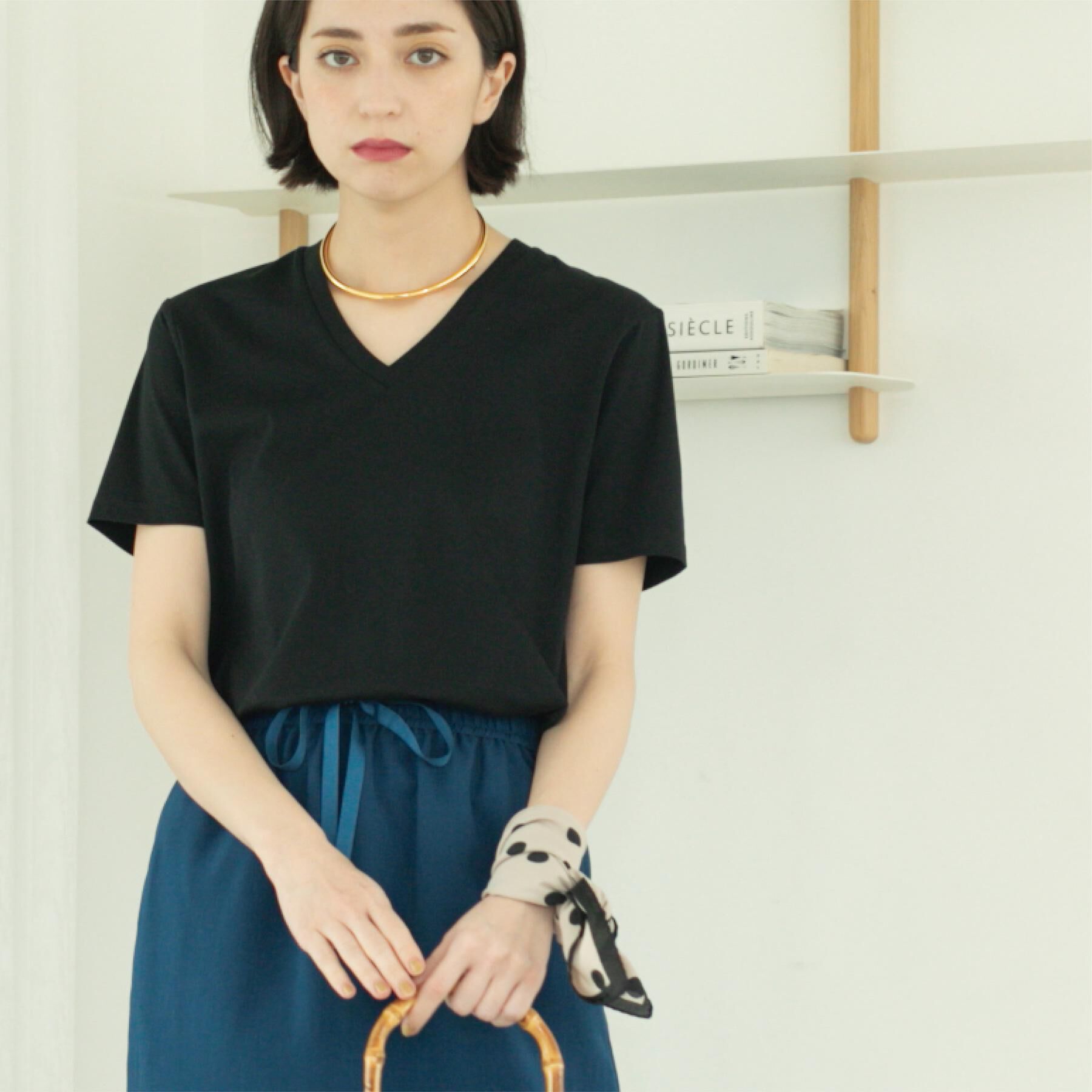 OPAQUE.CLIP「《5色展開／SS-LLサイズ》VネックベーシックTシャツ【接触冷感／洗濯機洗い可】」|Tシャツ・カットソー|