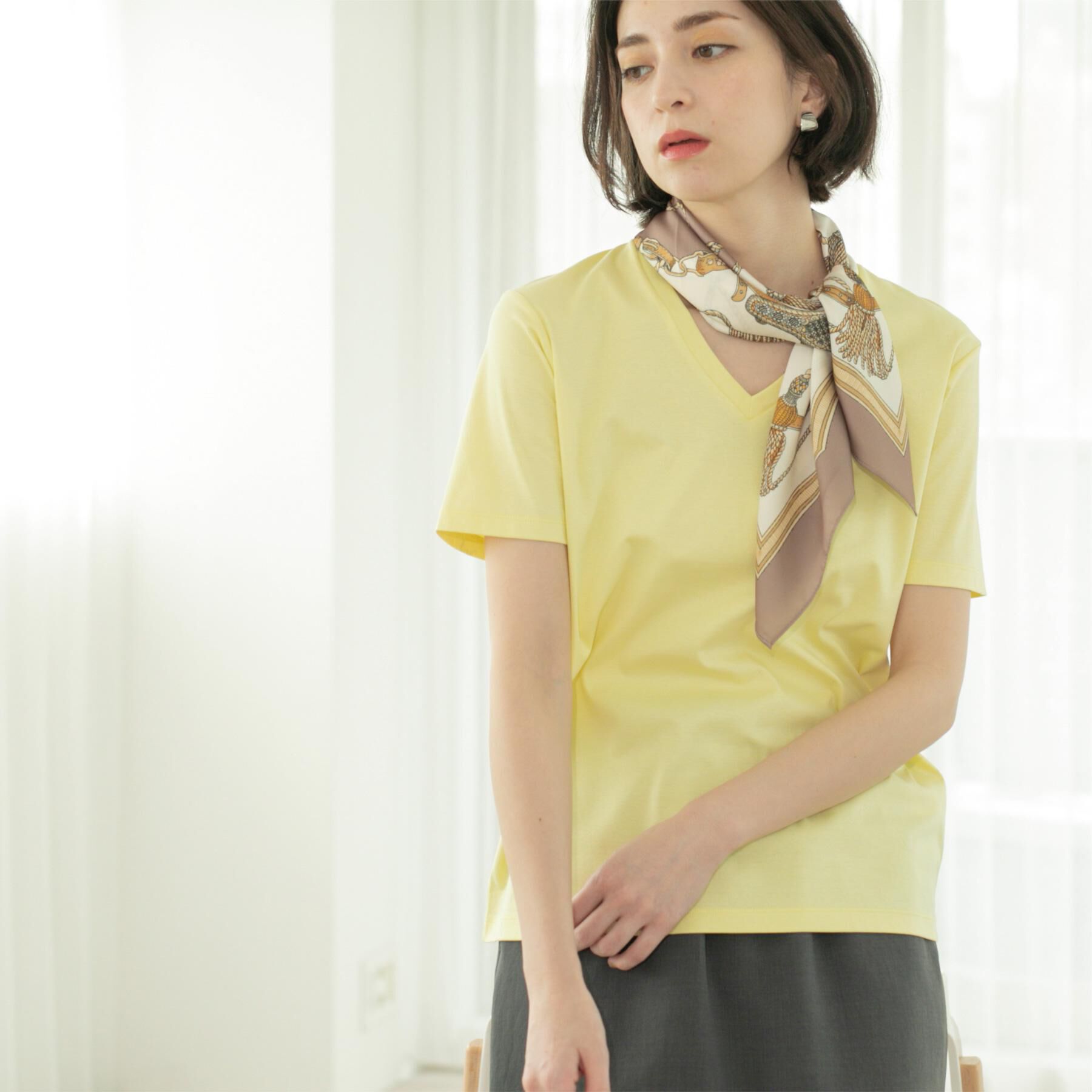 OPAQUE.CLIP「《5色展開／SS-LLサイズ》VネックベーシックTシャツ【接触冷感／洗濯機洗い可】」|Tシャツ・カットソー|