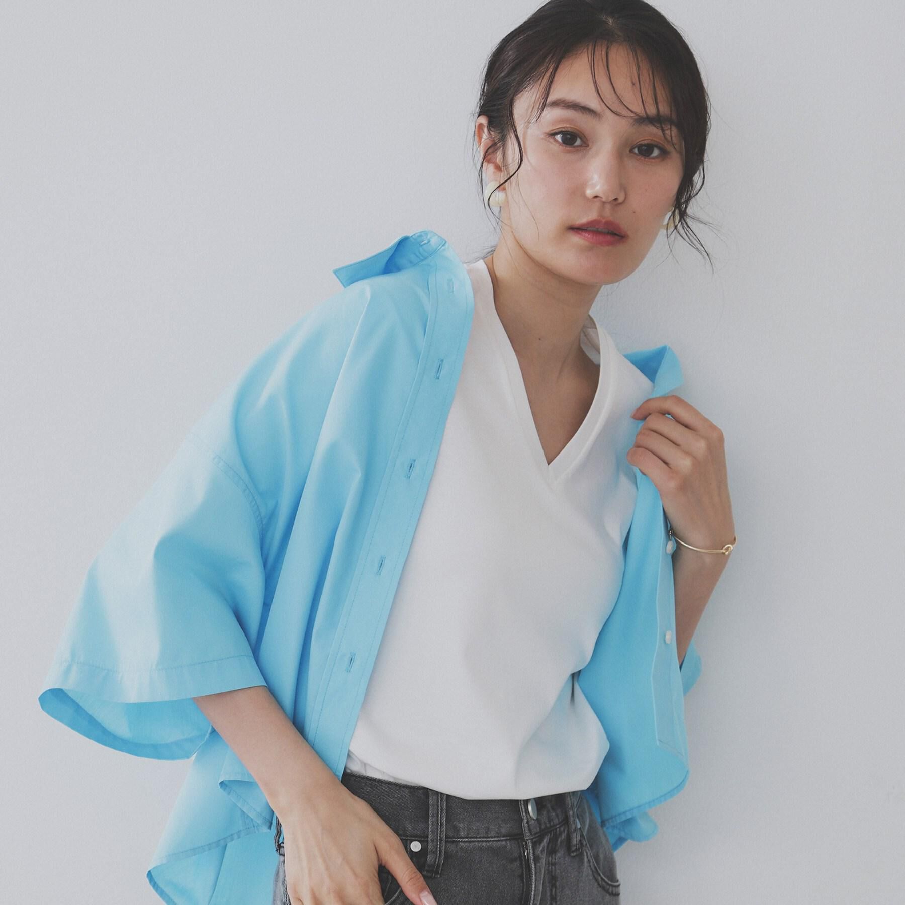 OPAQUE.CLIP「《5色展開／SS-LLサイズ》VネックベーシックTシャツ【接触冷感／洗濯機洗い可】」|Tシャツ・カットソー|