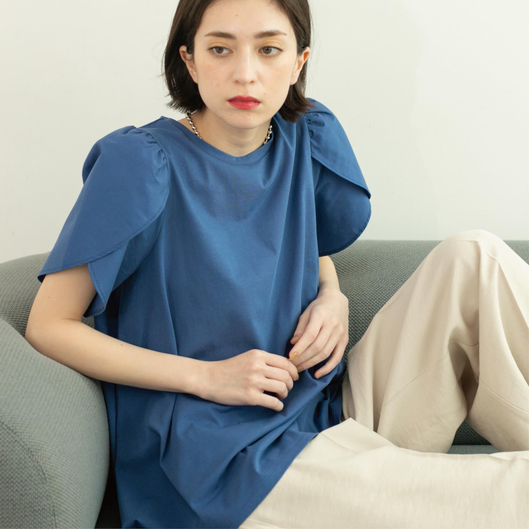 OPAQUE.CLIP「チューリップスリーブドッキングカットソー【洗濯機洗い可／接触冷感】」|Tシャツ・カットソー|