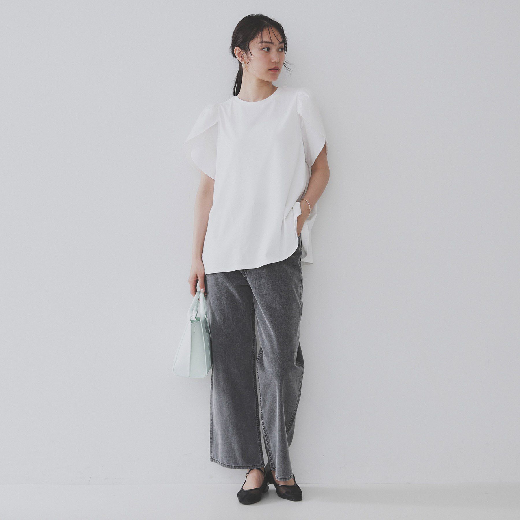 OPAQUE.CLIP「チューリップスリーブドッキングカットソー【洗濯機洗い可／接触冷感】」|Tシャツ・カットソー|