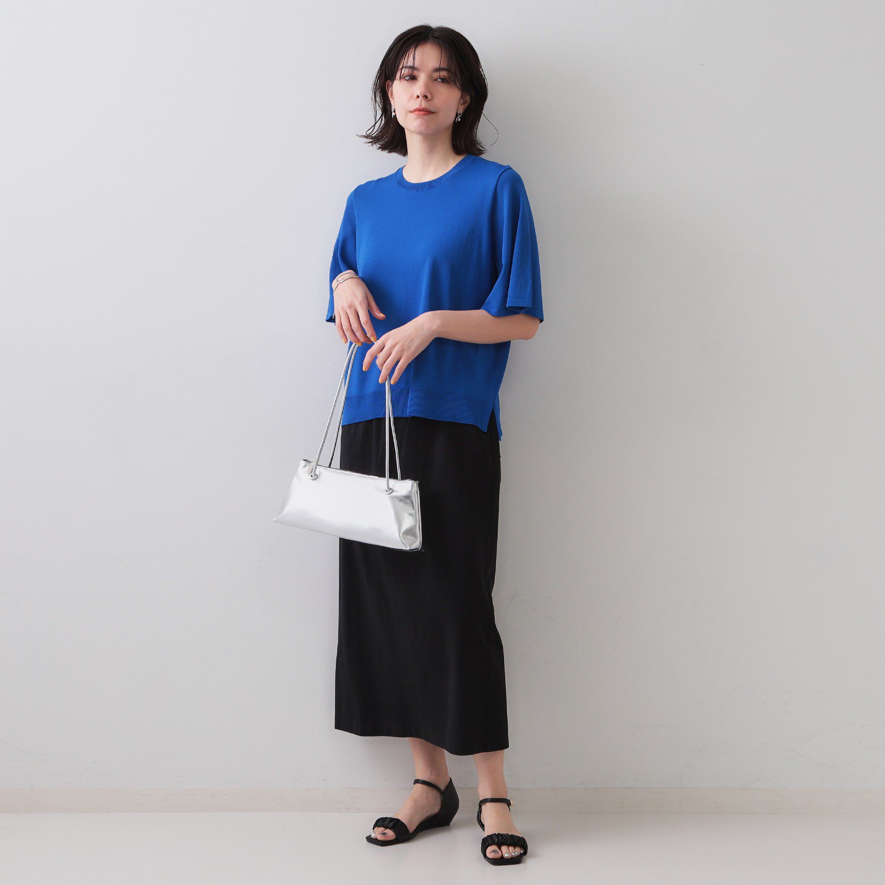 OPAQUE.CLIP「《6色展開／S-LLサイズ》フレアスリーブニット【UV／接触冷感／抗ピル／洗濯機洗い可】」|ニット・セーター|