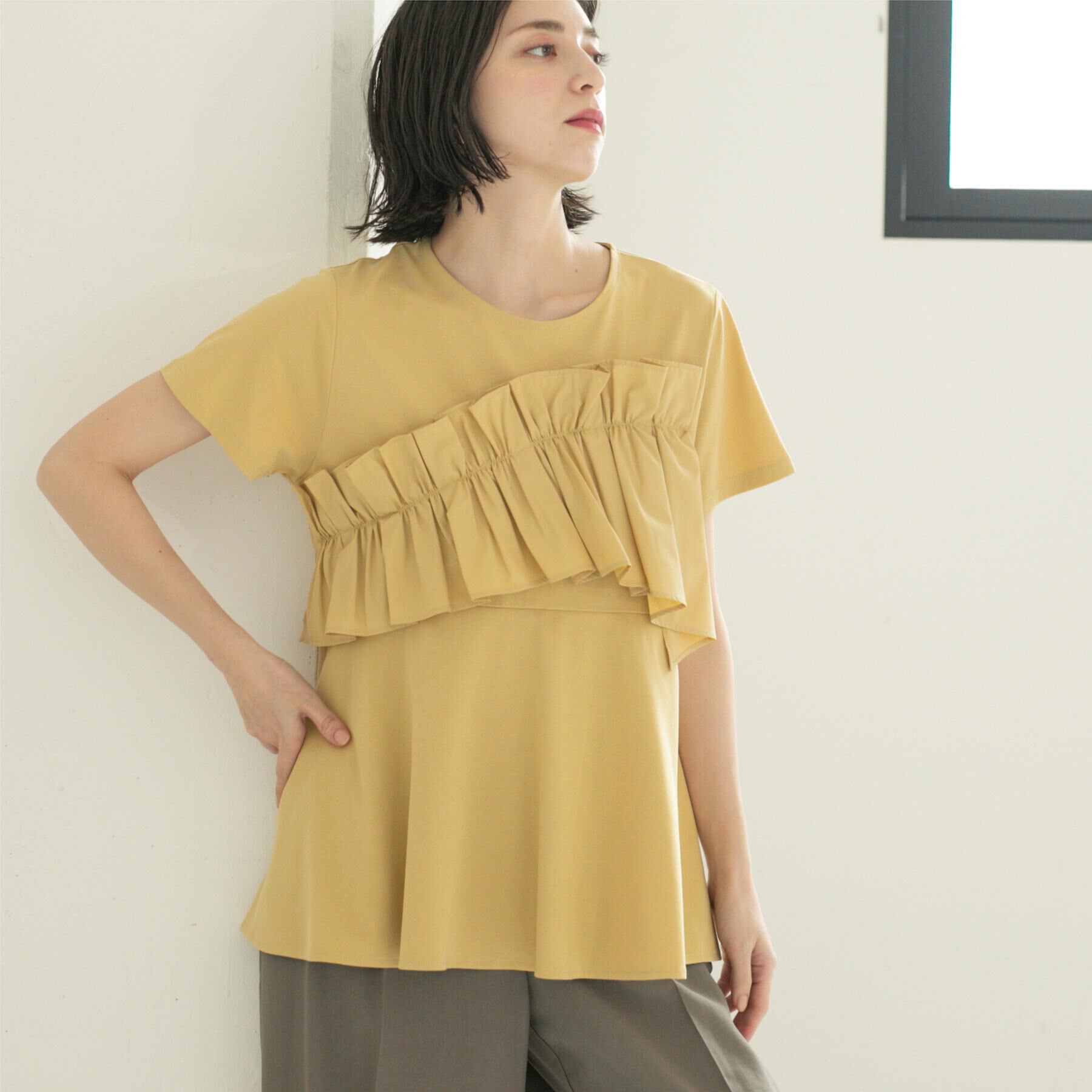 OPAQUE.CLIP「フリルドッキングペプラムトップス【接触冷感／洗濯機洗い可】」|Tシャツ・カットソー|