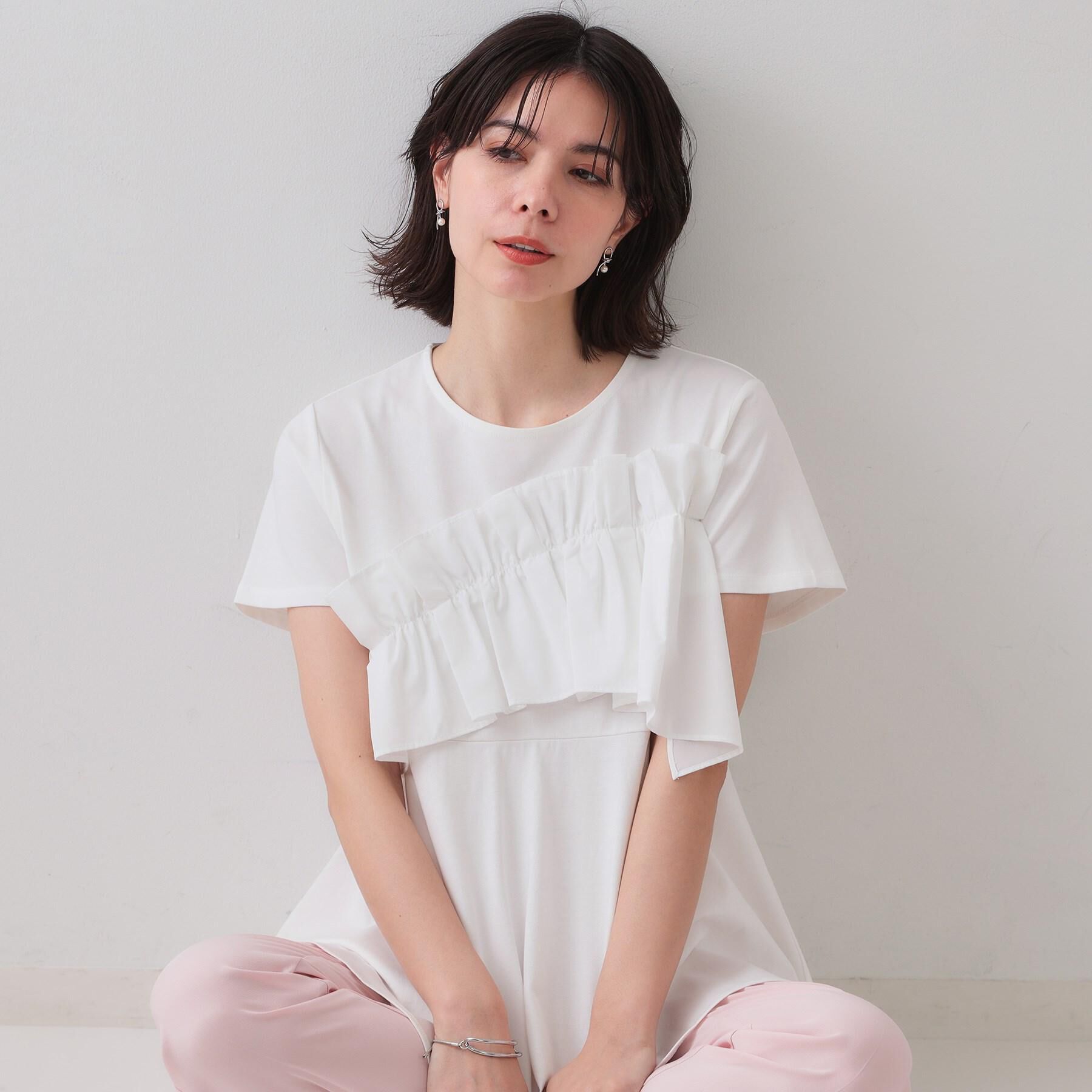 OPAQUE.CLIP「フリルドッキングペプラムトップス【接触冷感／洗濯機洗い可】」|Tシャツ・カットソー|