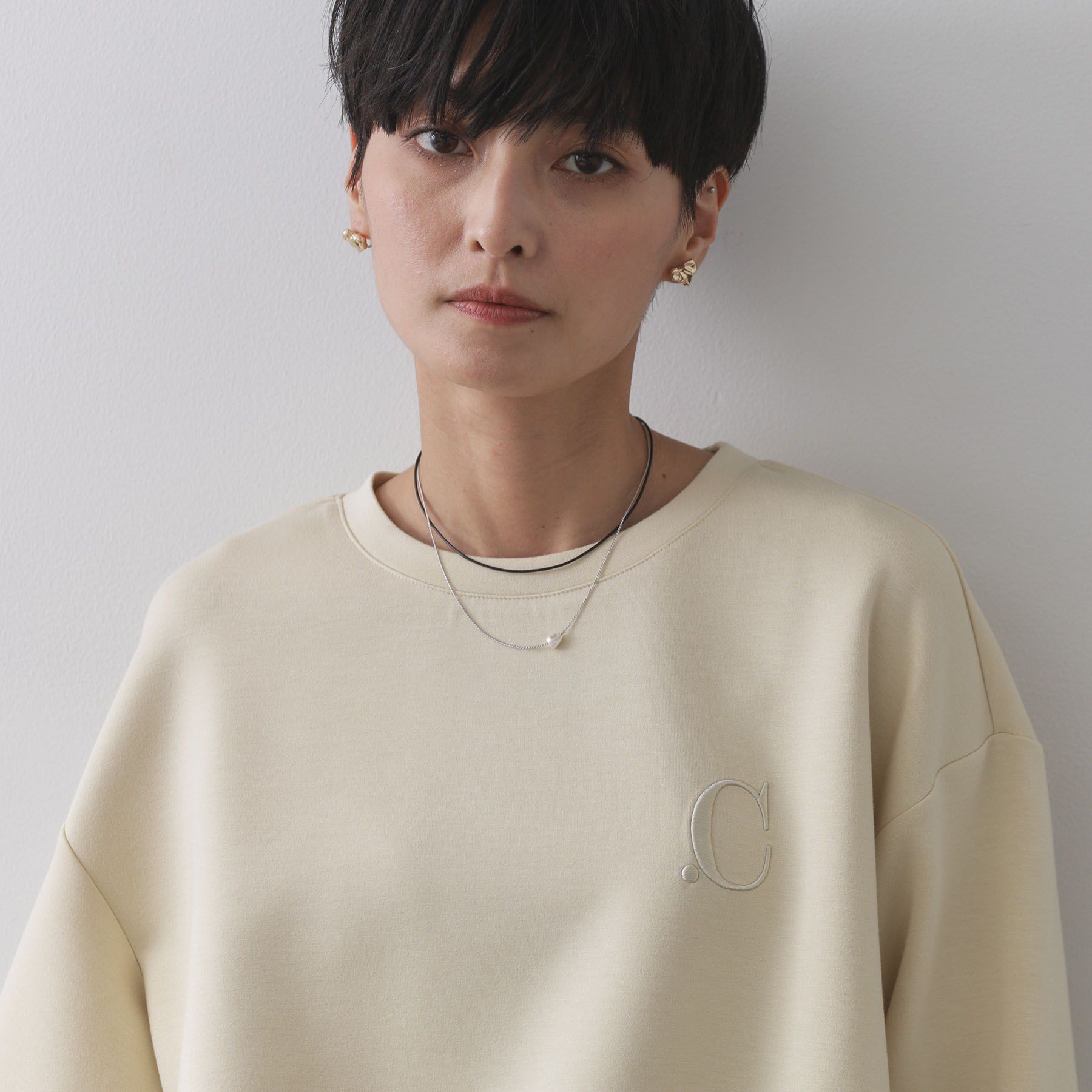 OPAQUE.CLIP「ワンポイント刺繍ダンボールトップス【UVケア／洗濯機洗い可】」|Tシャツ・カットソー|