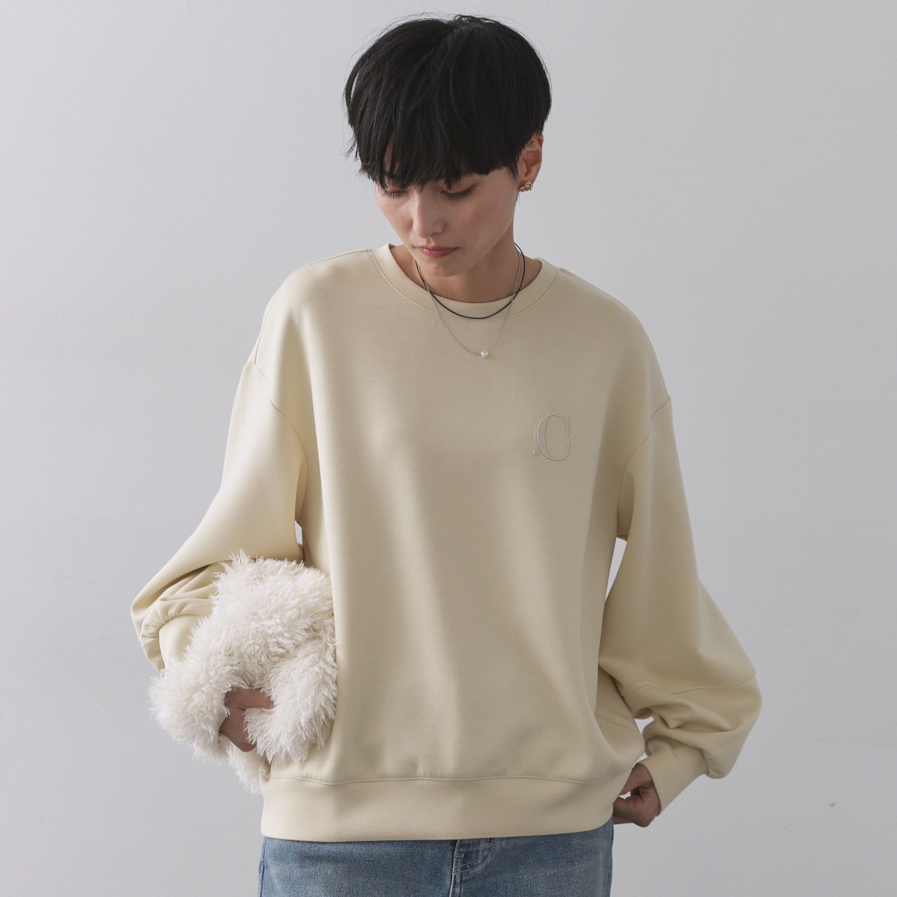 OPAQUE.CLIP「ワンポイント刺繍ダンボールトップス【UVケア／洗濯機洗い可】」|Tシャツ・カットソー|ライトイエロー(03