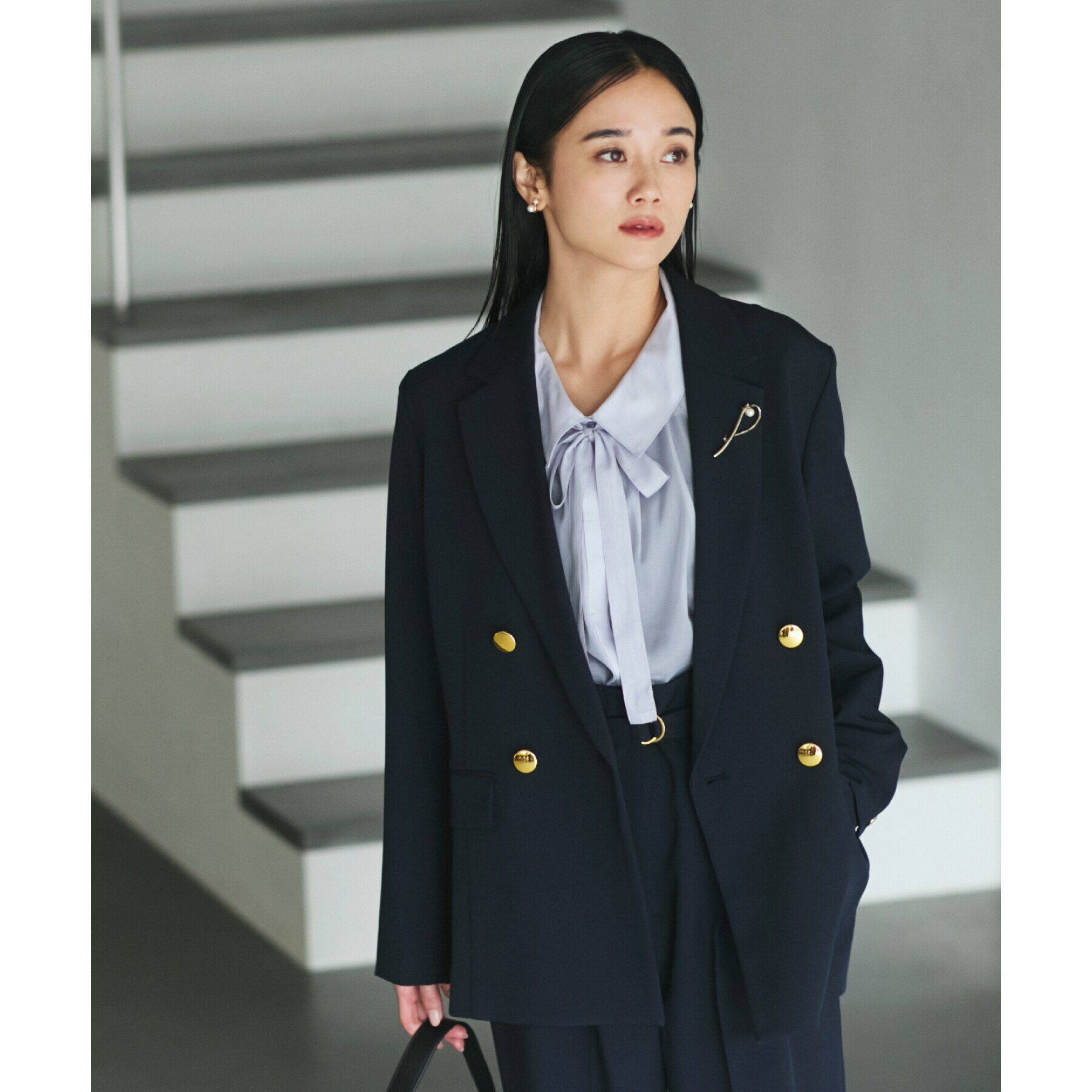 THE SHOP TK「【ONOFF活躍／セレモニー／通勤】CAVIAN Wブレストジャケット／洗える」|テーラードジャケット|