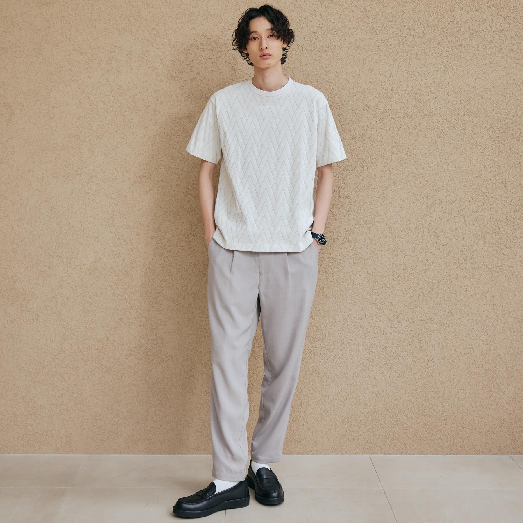 THE SHOP TK「ジオメトリック リンクス柄 半袖Ｔシャツ 洗濯機OK」|Tシャツ・カットソー|