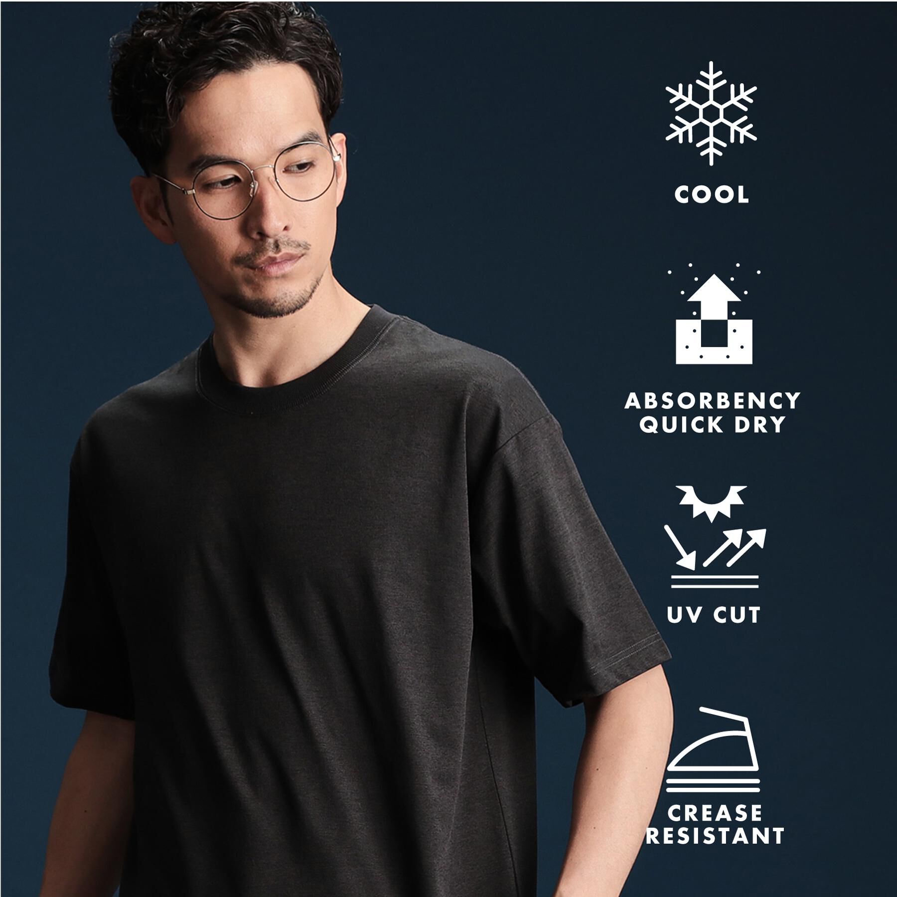THE SHOP TK「PERFECTEE/パーフェクティー　接触冷感/吸水速乾/UVカット/防シワ/洗濯機OK」|Tシャツ・カットソー|チャコールグレー(0