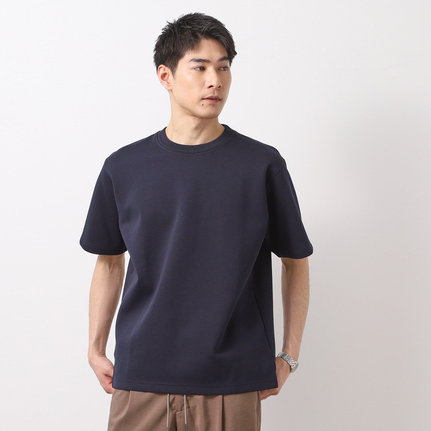 THE SHOP TK「ダブルフェイス半袖Tシャツ　洗濯機OK」|Tシャツ・カットソー|ネイビー(094)
