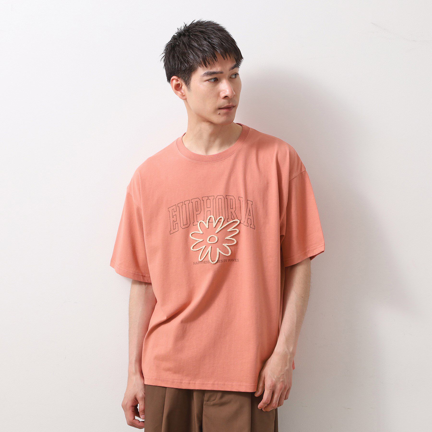 THE SHOP TK「刺繍ロゴ半袖Ｔシャツ　洗濯機OK/ユニセックス」|Tシャツ・カットソー|ピンク(071)